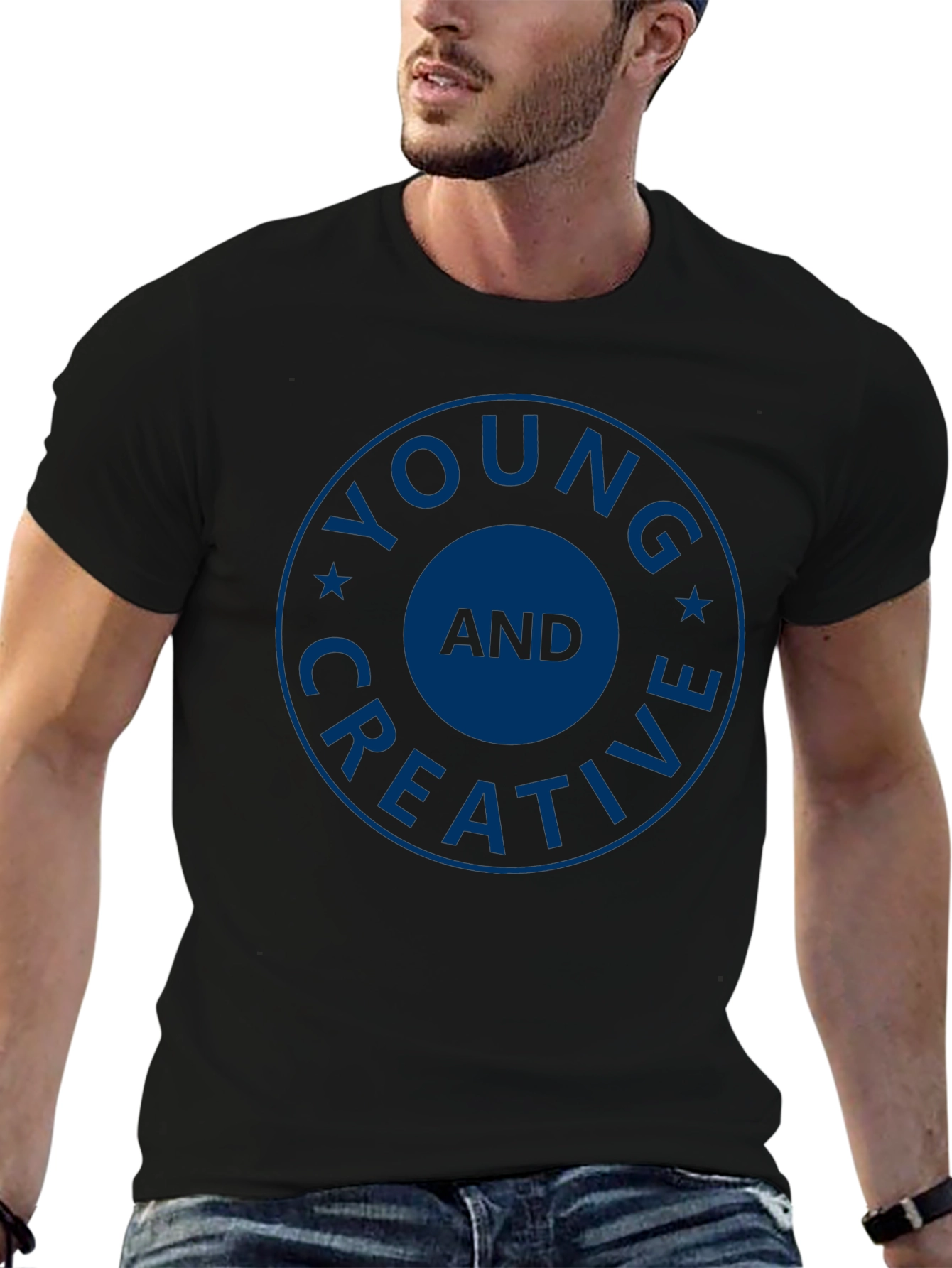 Young and Creative Graphic Tee - Stylish Crew Neck