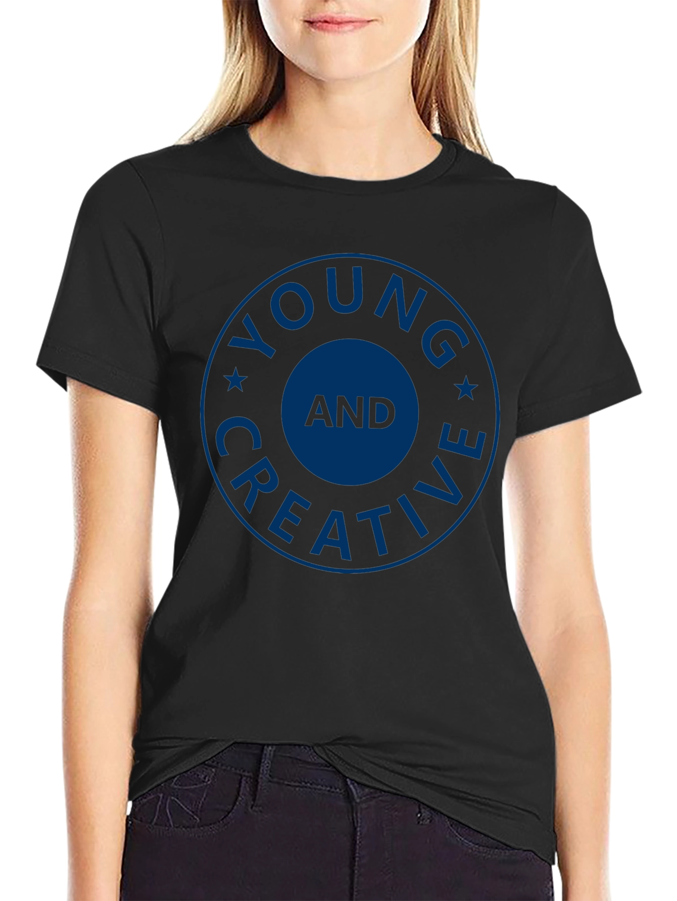Young and Creative Graphic Tee - Stylish Crew Neck