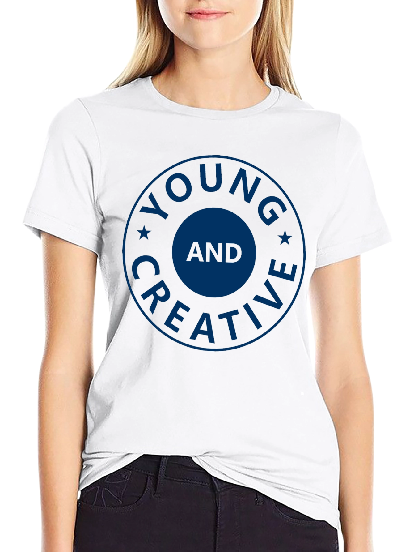 Young and Creative Graphic Tee - Stylish Crew Neck