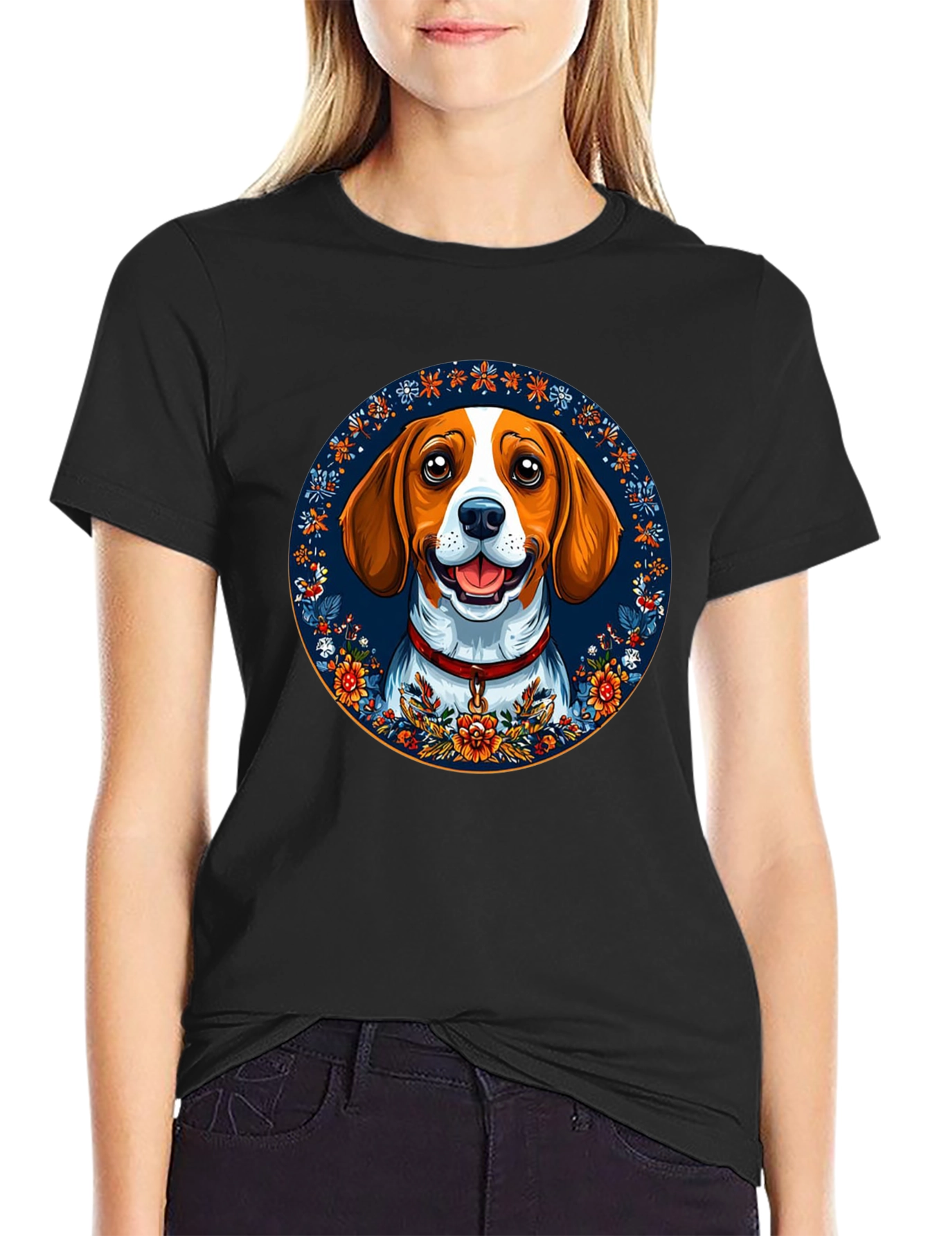 Dog Lover T-Shirt - Floral Beagle Graphic Tee