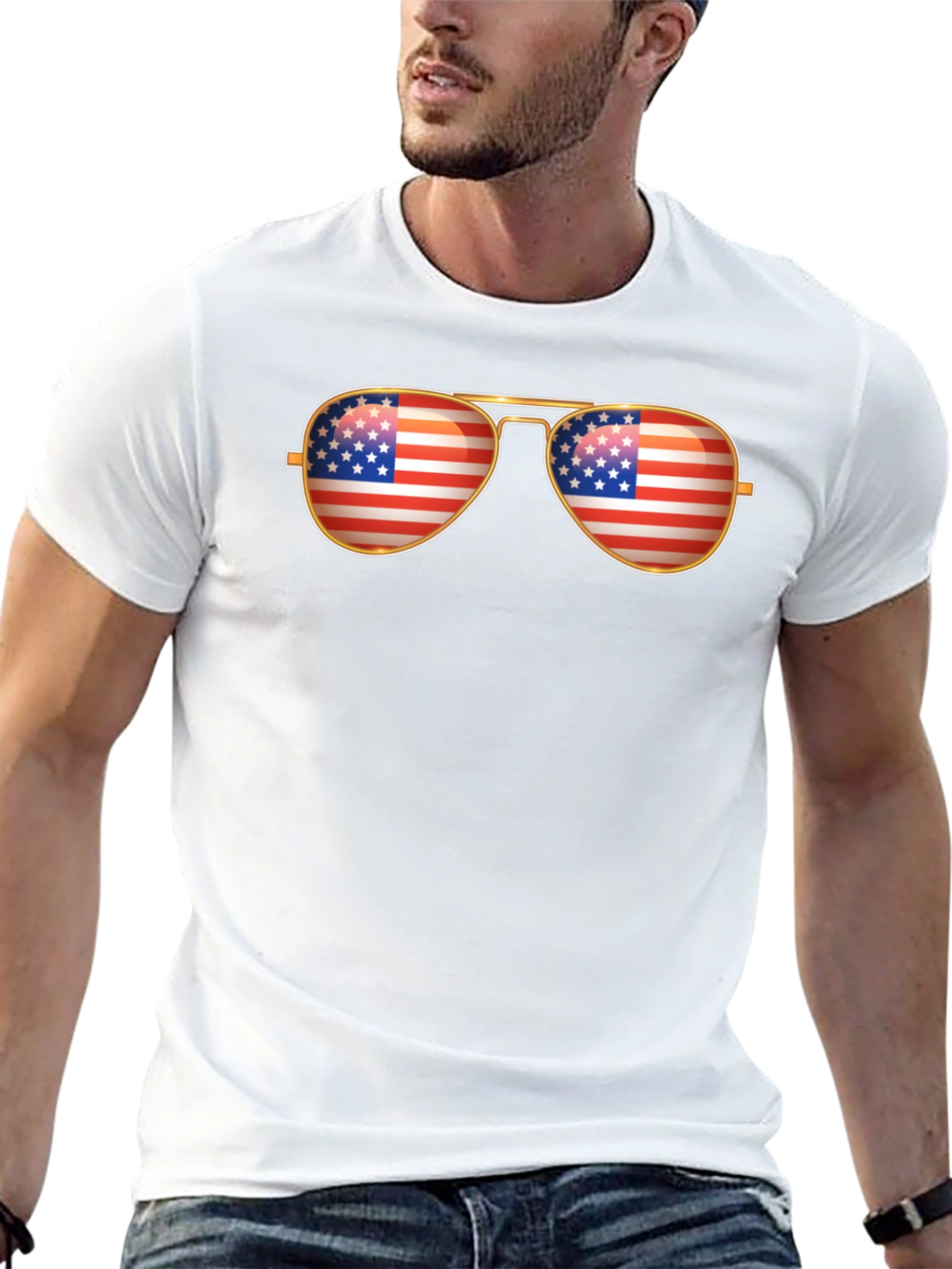 American Flag Aviator Sunglasses T-Shirt