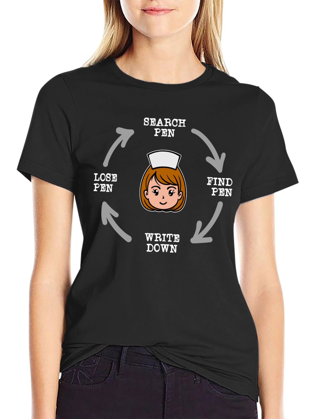 Nurse Pen Cycle Black T-Shirt