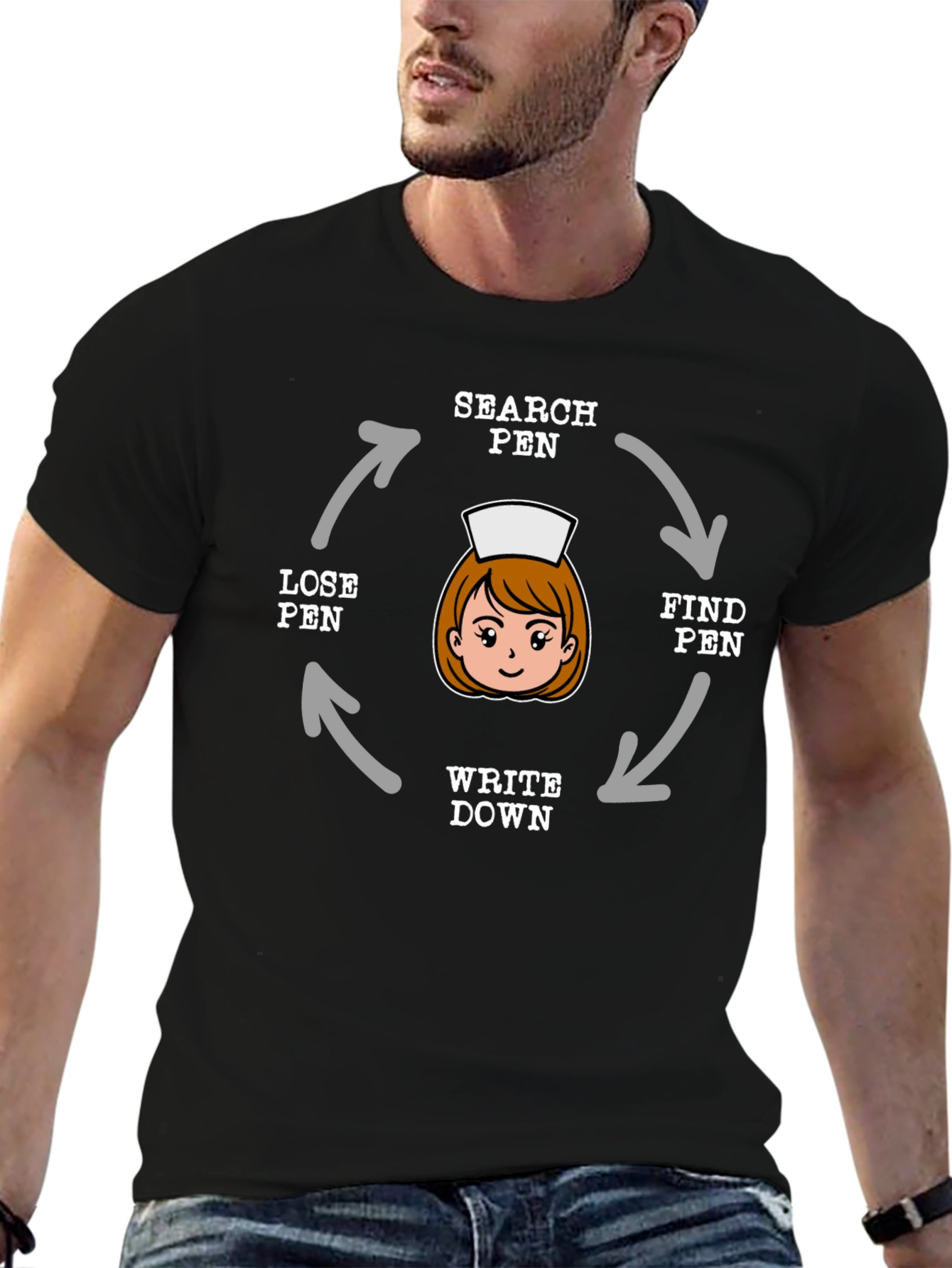Nurse Pen Cycle Black T-Shirt