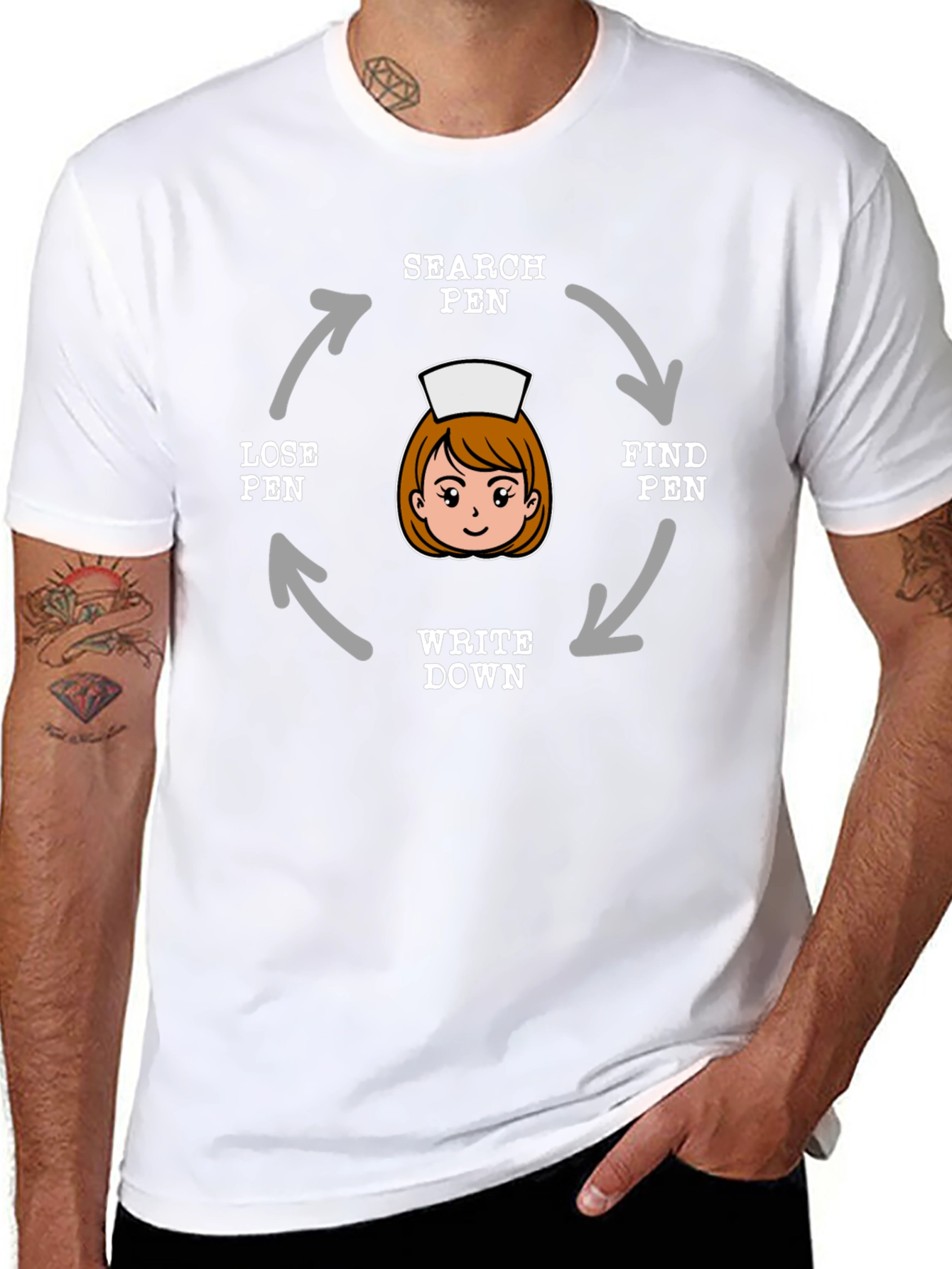Nurse Pen Cycle Black T-Shirt