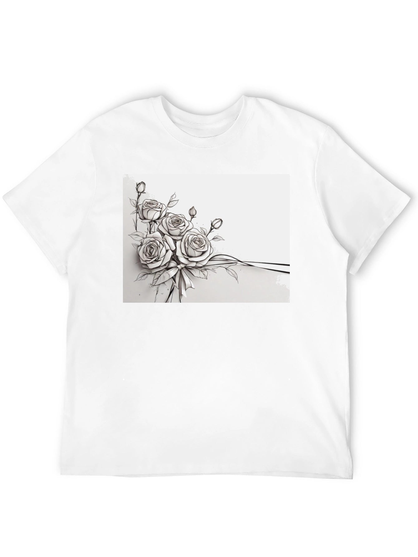 Floral Rose Bouquet Black T-Shirt