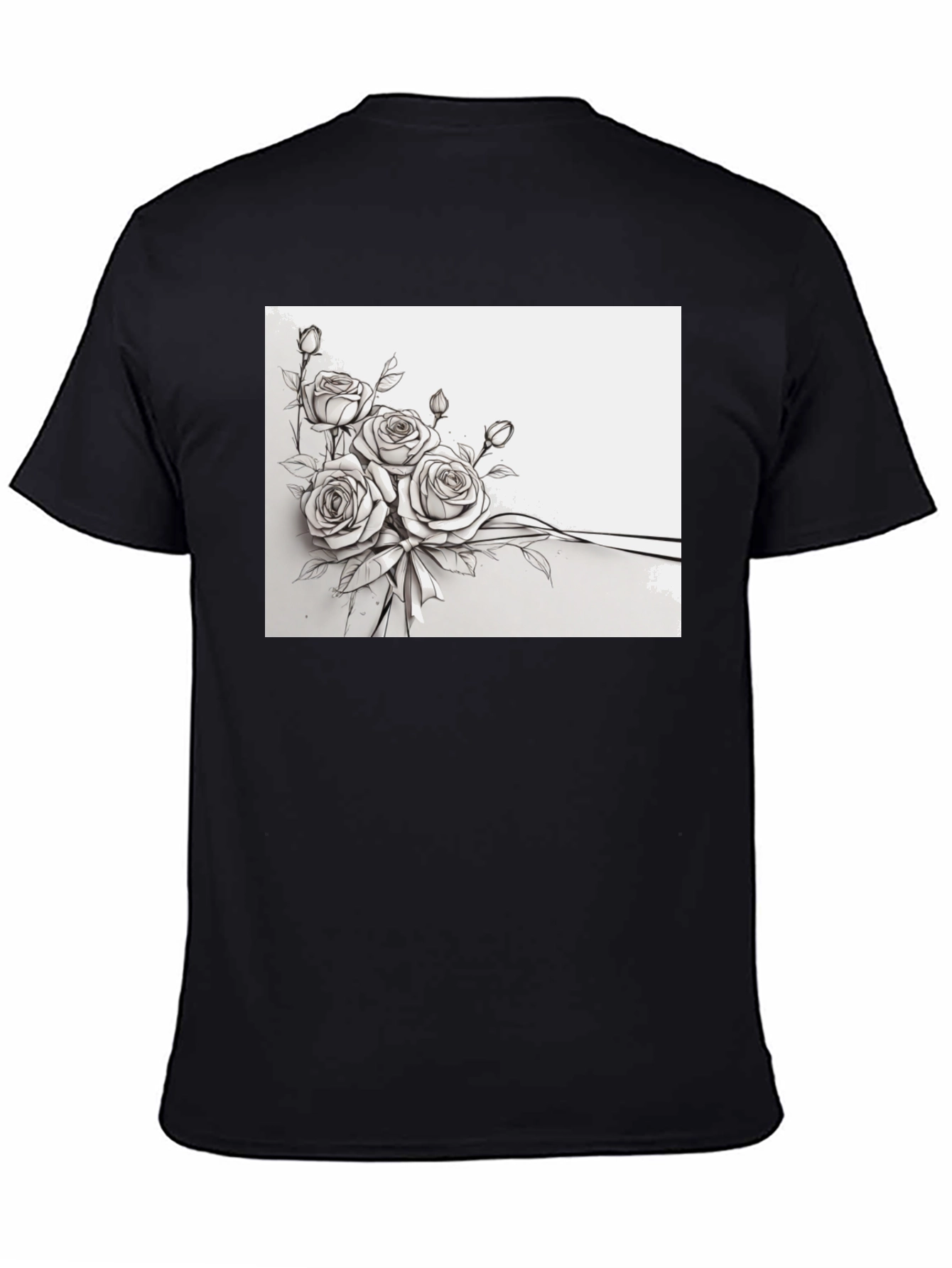 Floral Rose Bouquet Black T-Shirt