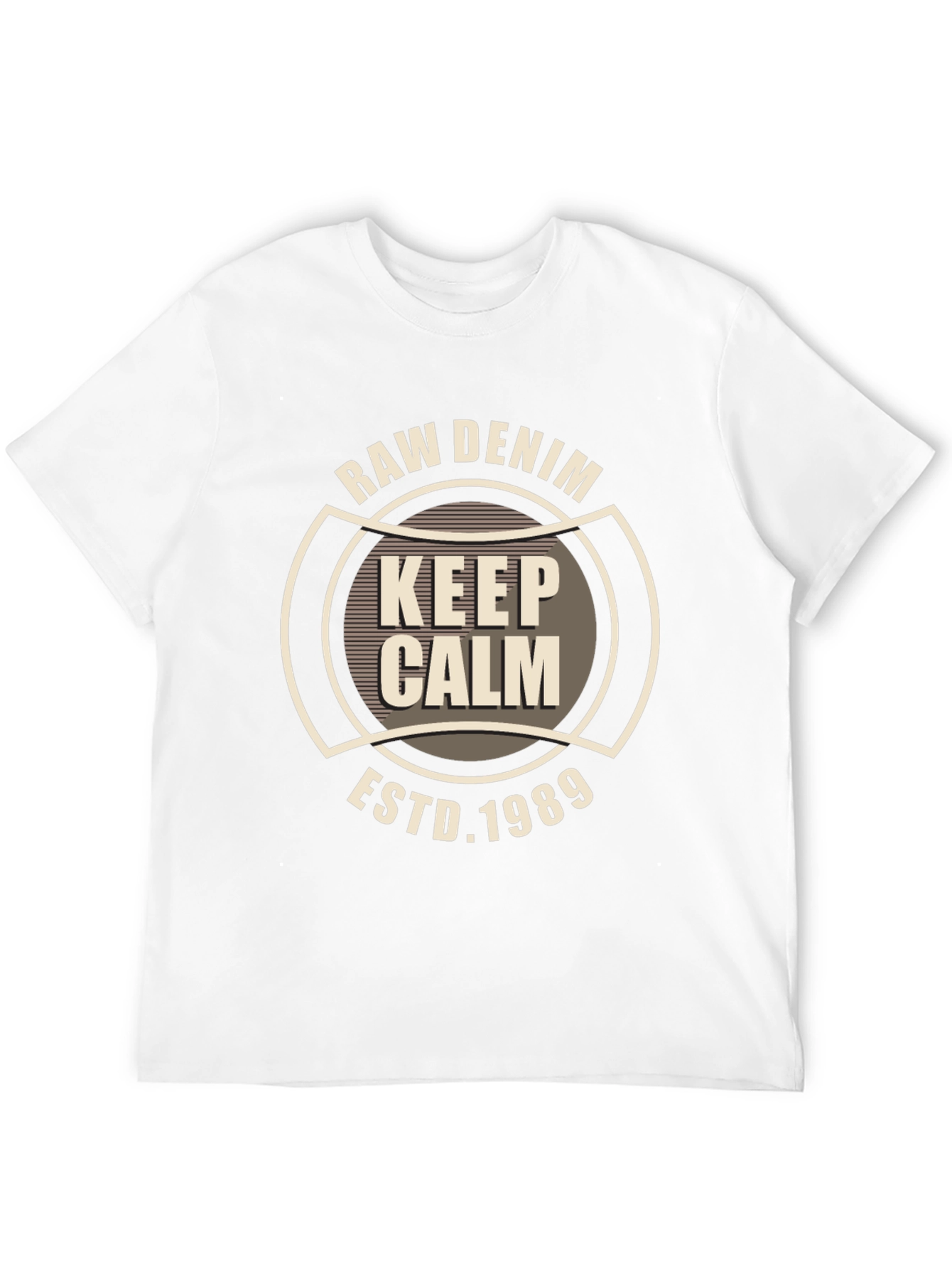 Raw Denim Keep Calm Graphic Black T-Shirt