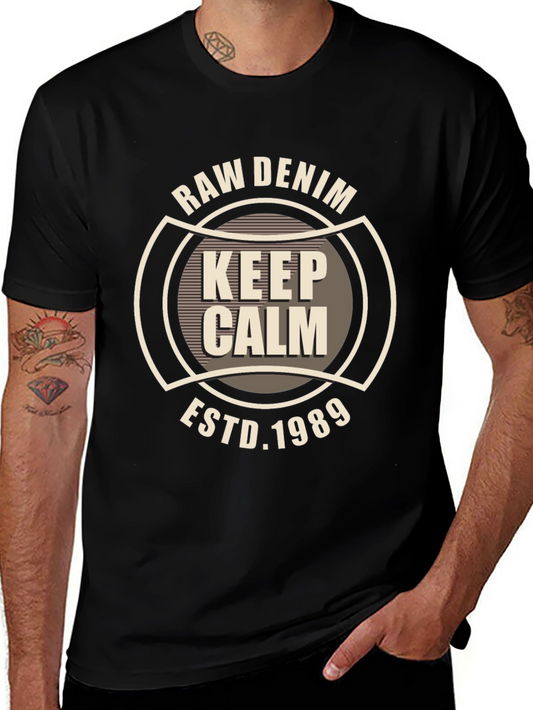 Raw Denim Keep Calm Graphic Black T-Shirt
