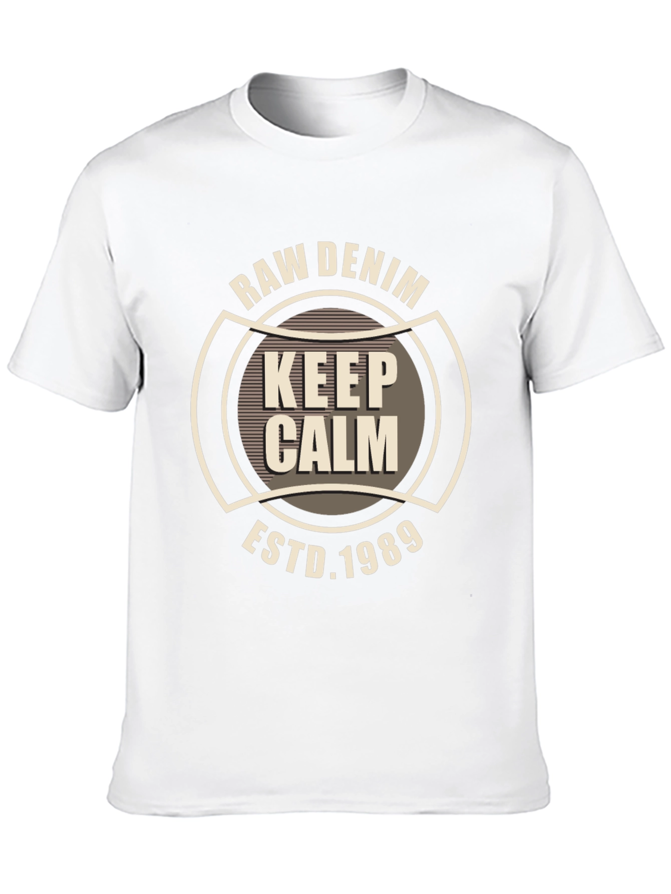 Raw Denim Keep Calm Graphic Black T-Shirt