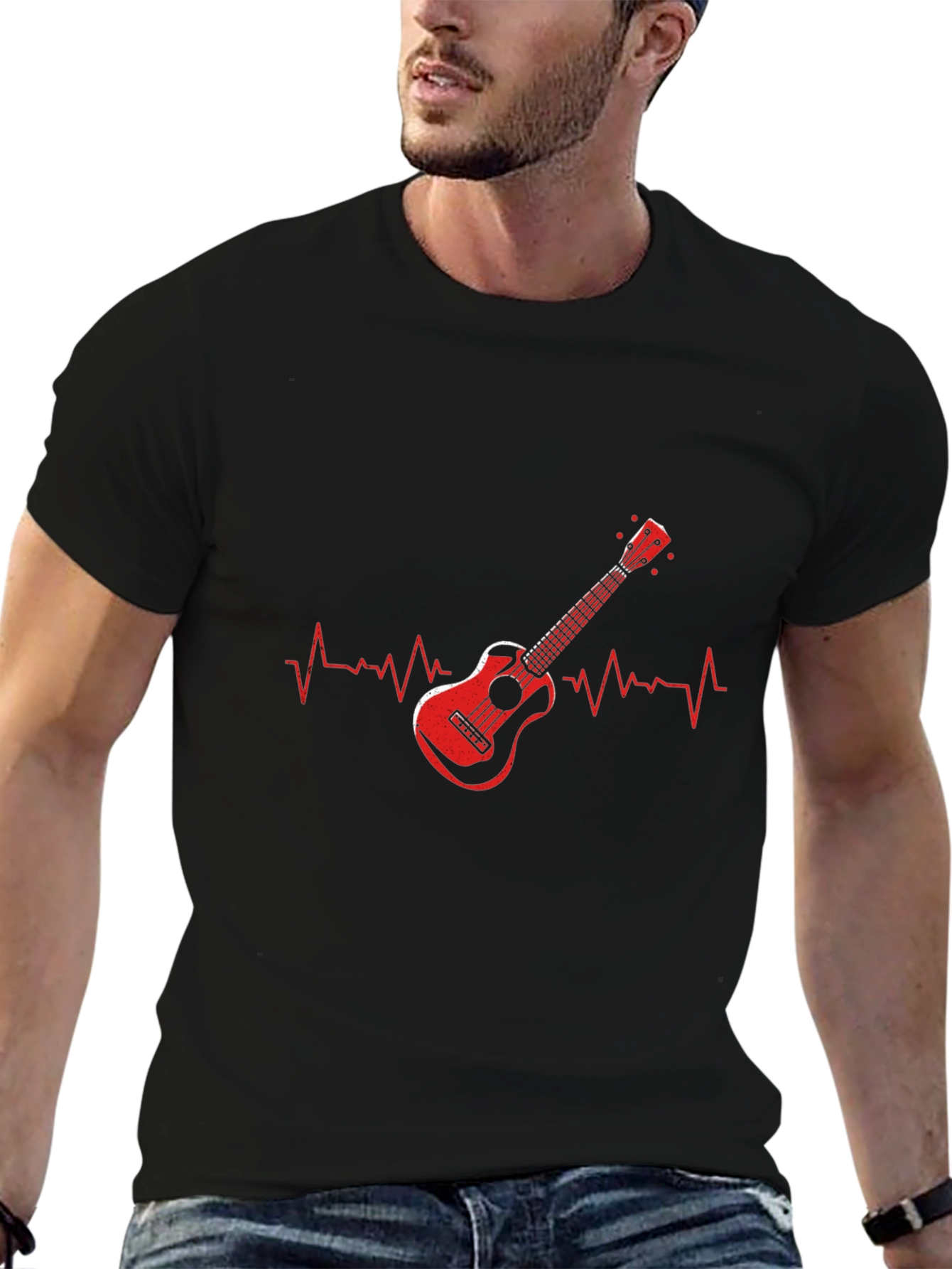 Ukulele Heartbeat Graphic Tee - Music Lover Shirt