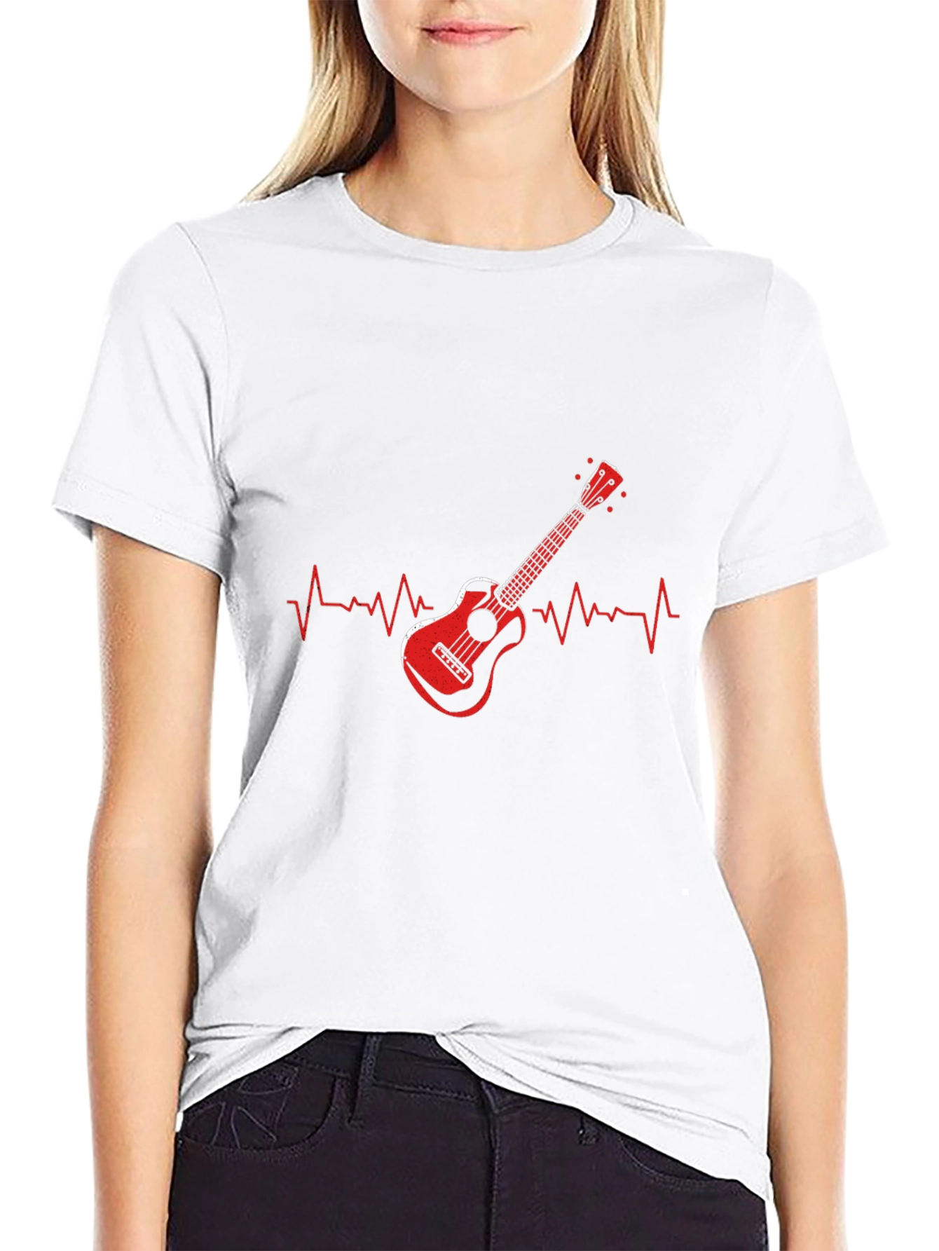 Ukulele Heartbeat Graphic Tee - Music Lover Shirt