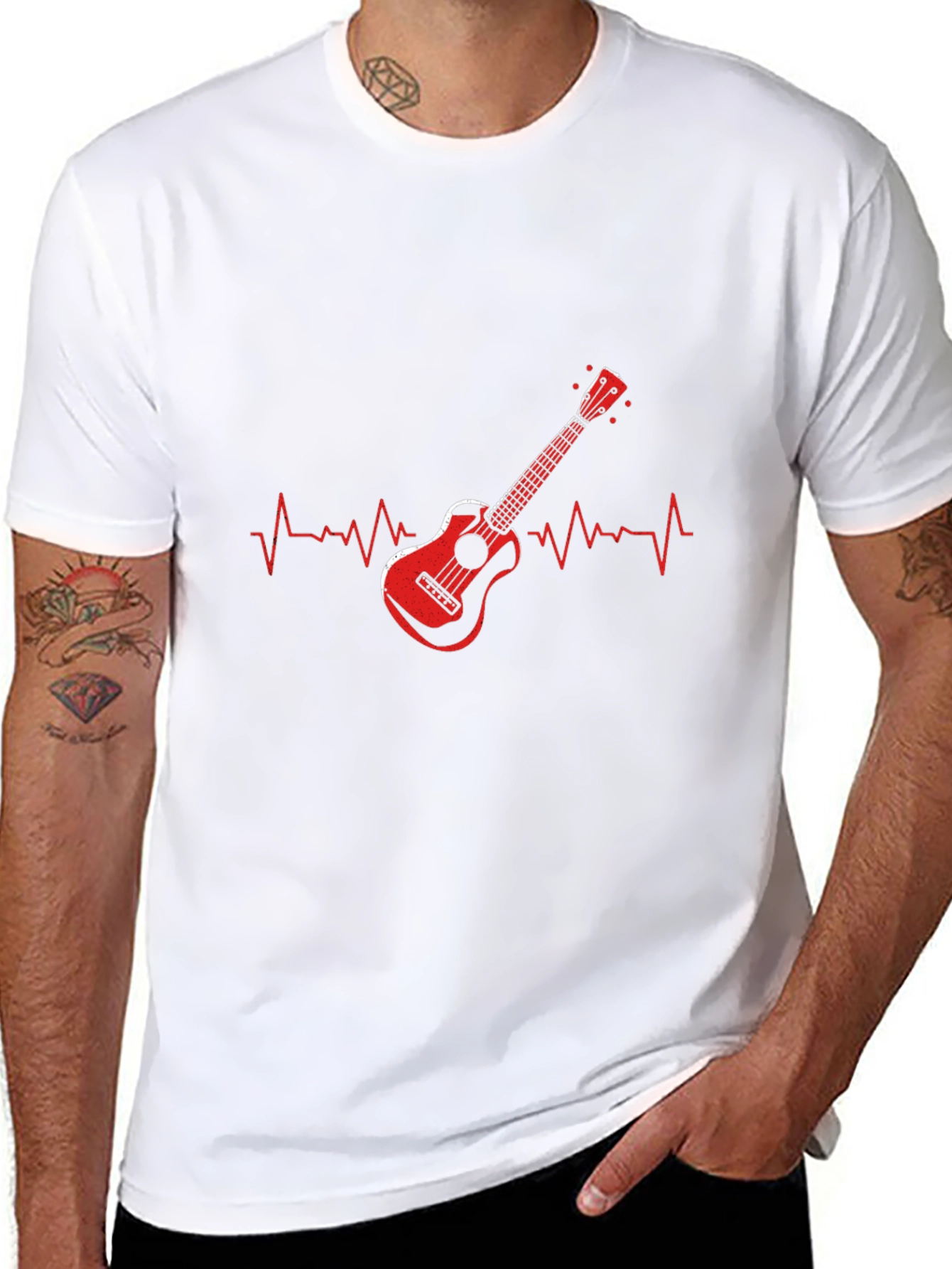 Ukulele Heartbeat Graphic Tee - Music Lover Shirt