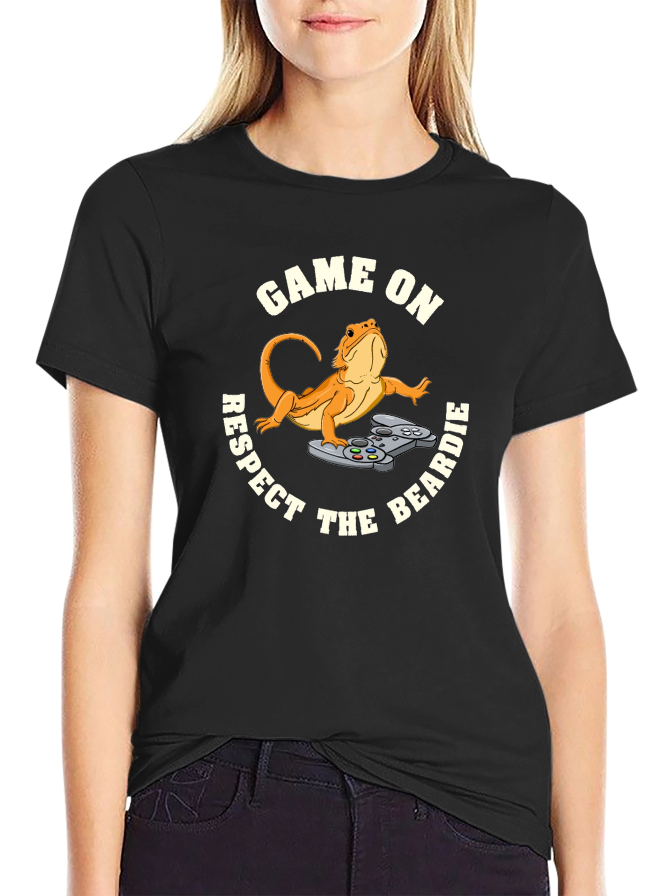 Game On Respect the Beardie Black T-Shirt