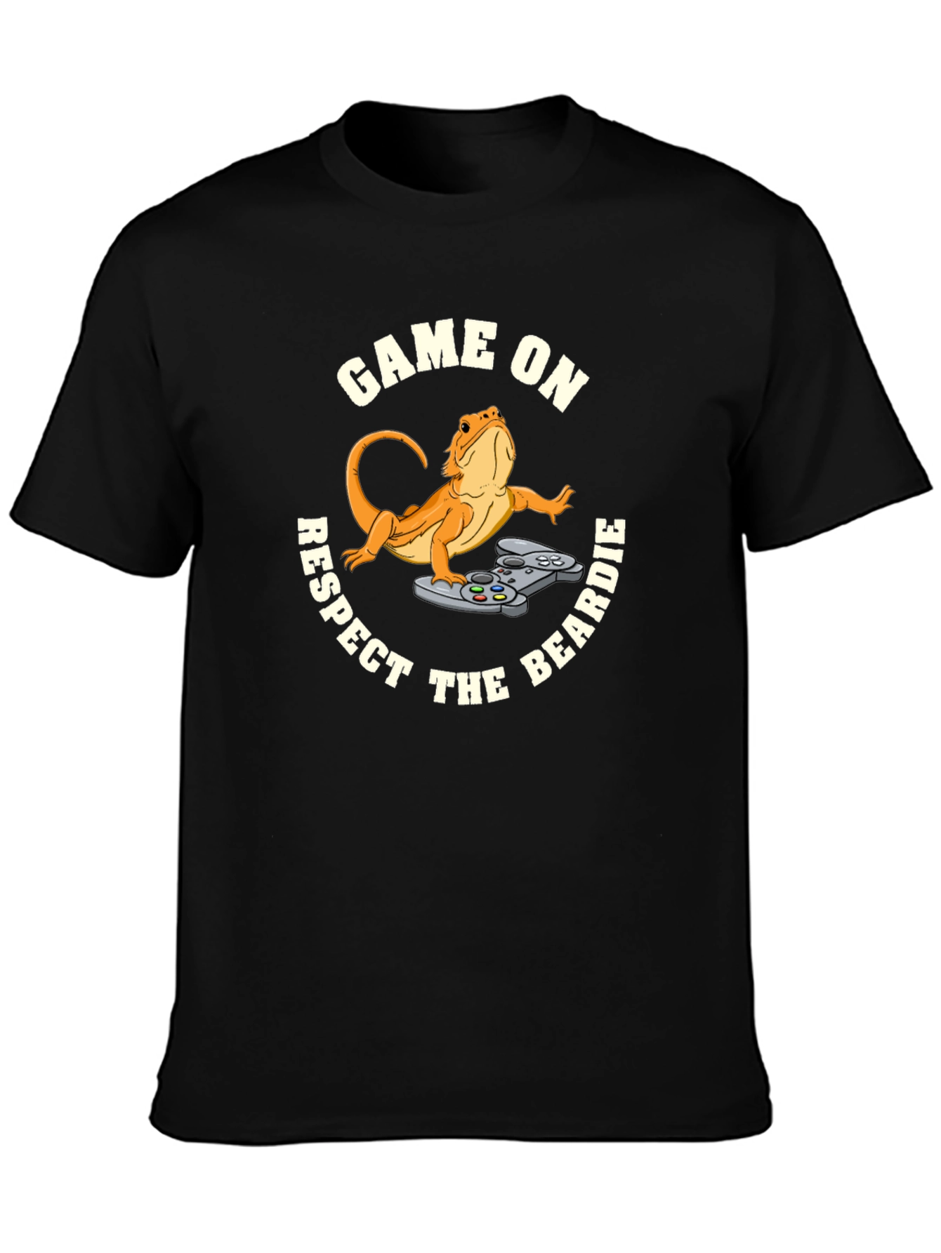 Game On Respect the Beardie Black T-Shirt