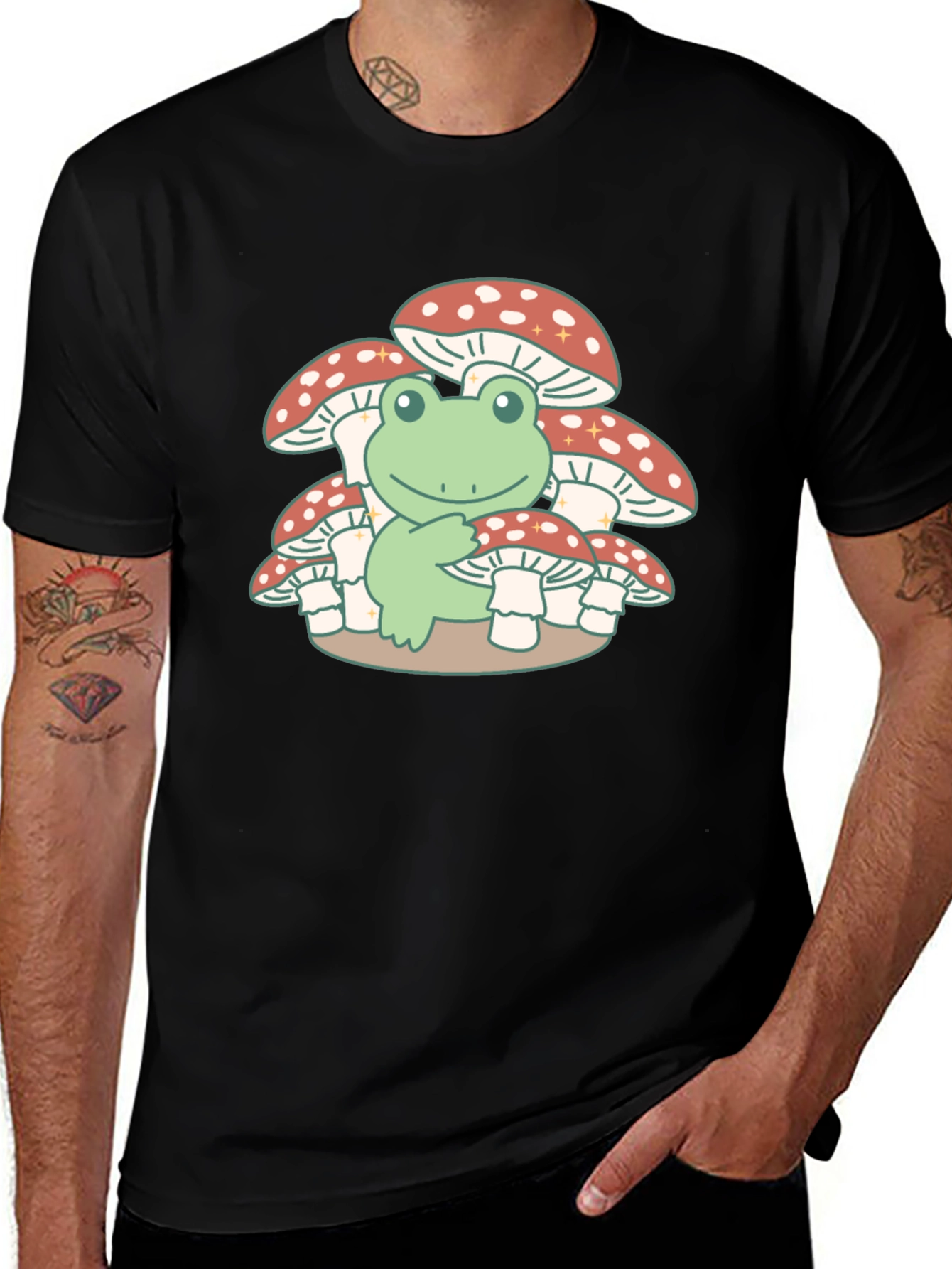 Frog on Mushrooms T-Shirt - Cute & Unique Design