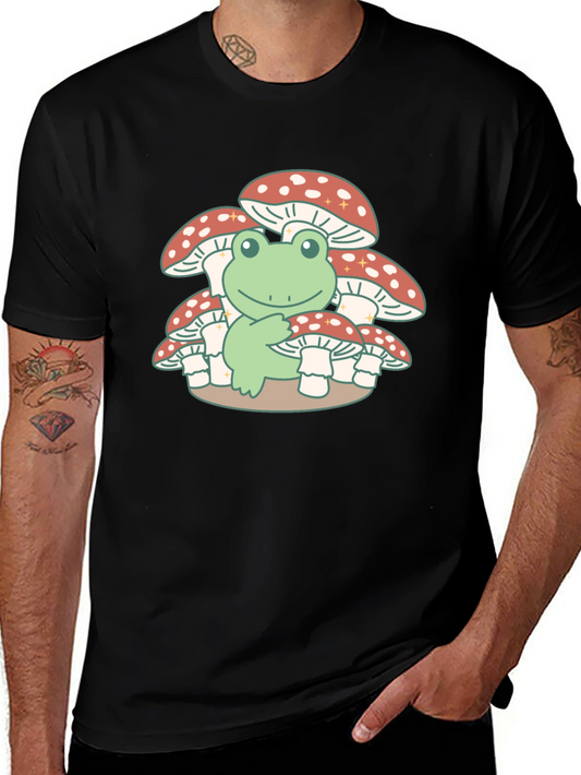 Frog on Mushrooms T-Shirt - Cute & Unique Design