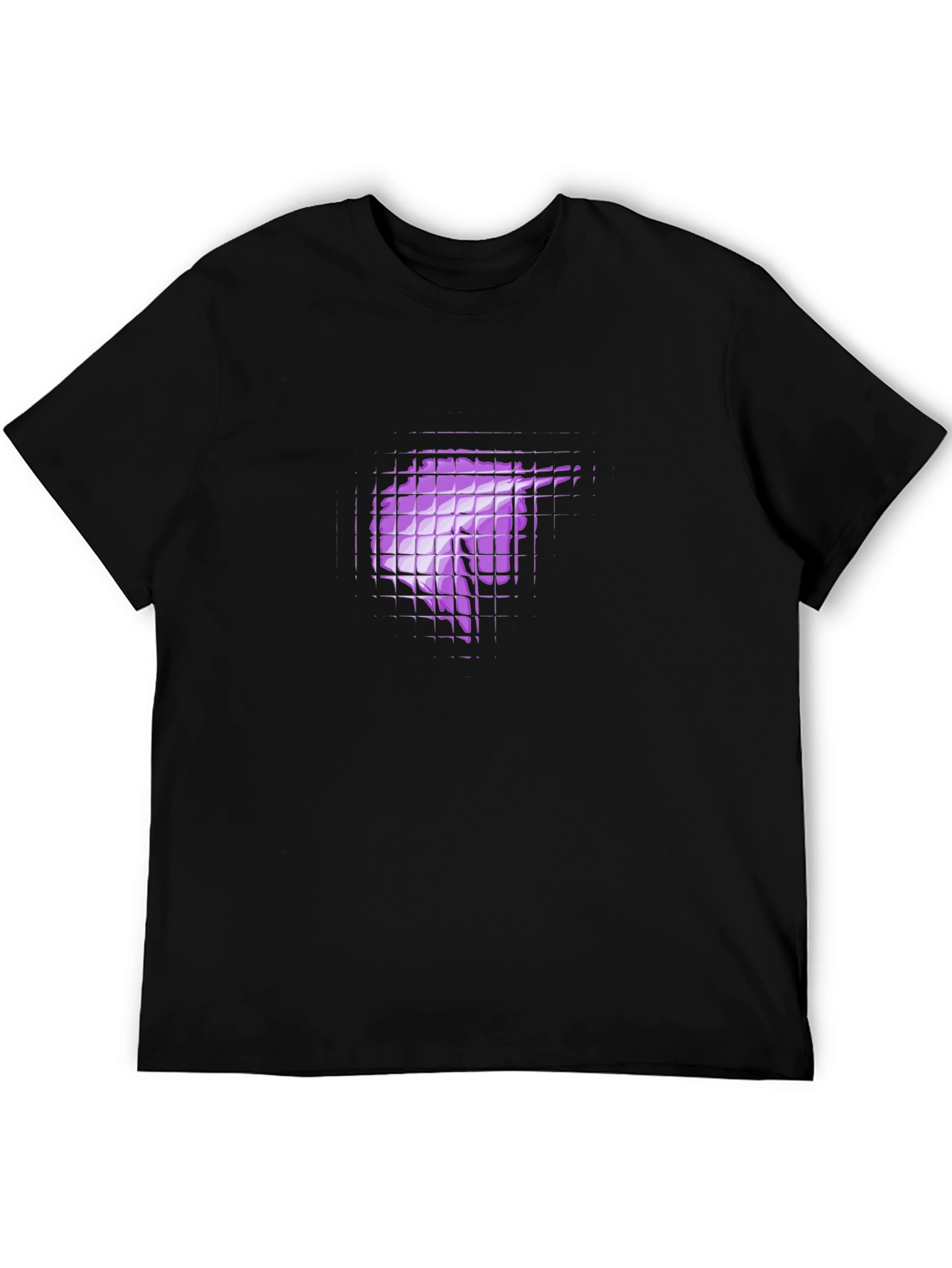 Black T-Shirt with Purple Geometric Graphic