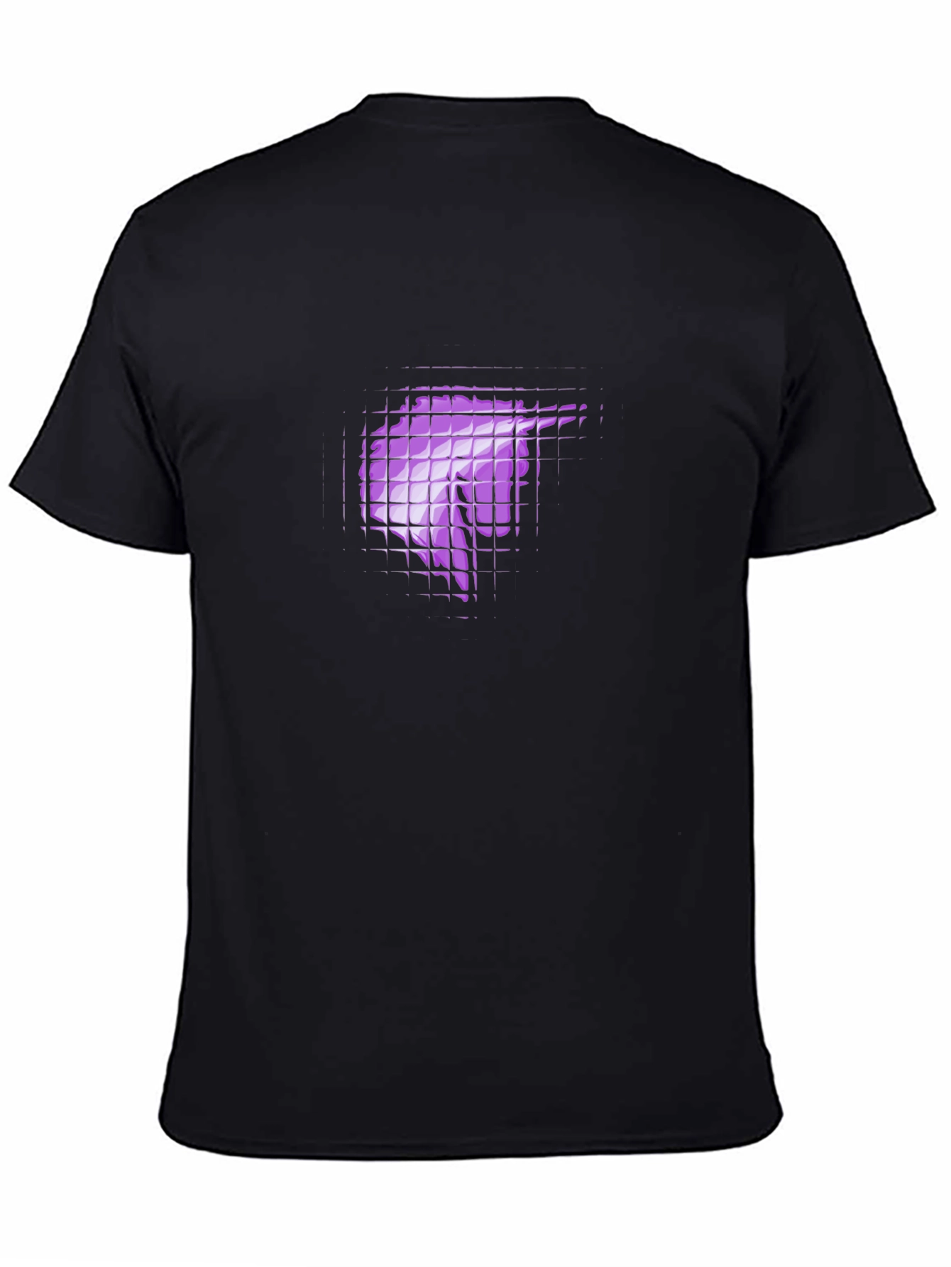 Black T-Shirt with Purple Geometric Graphic