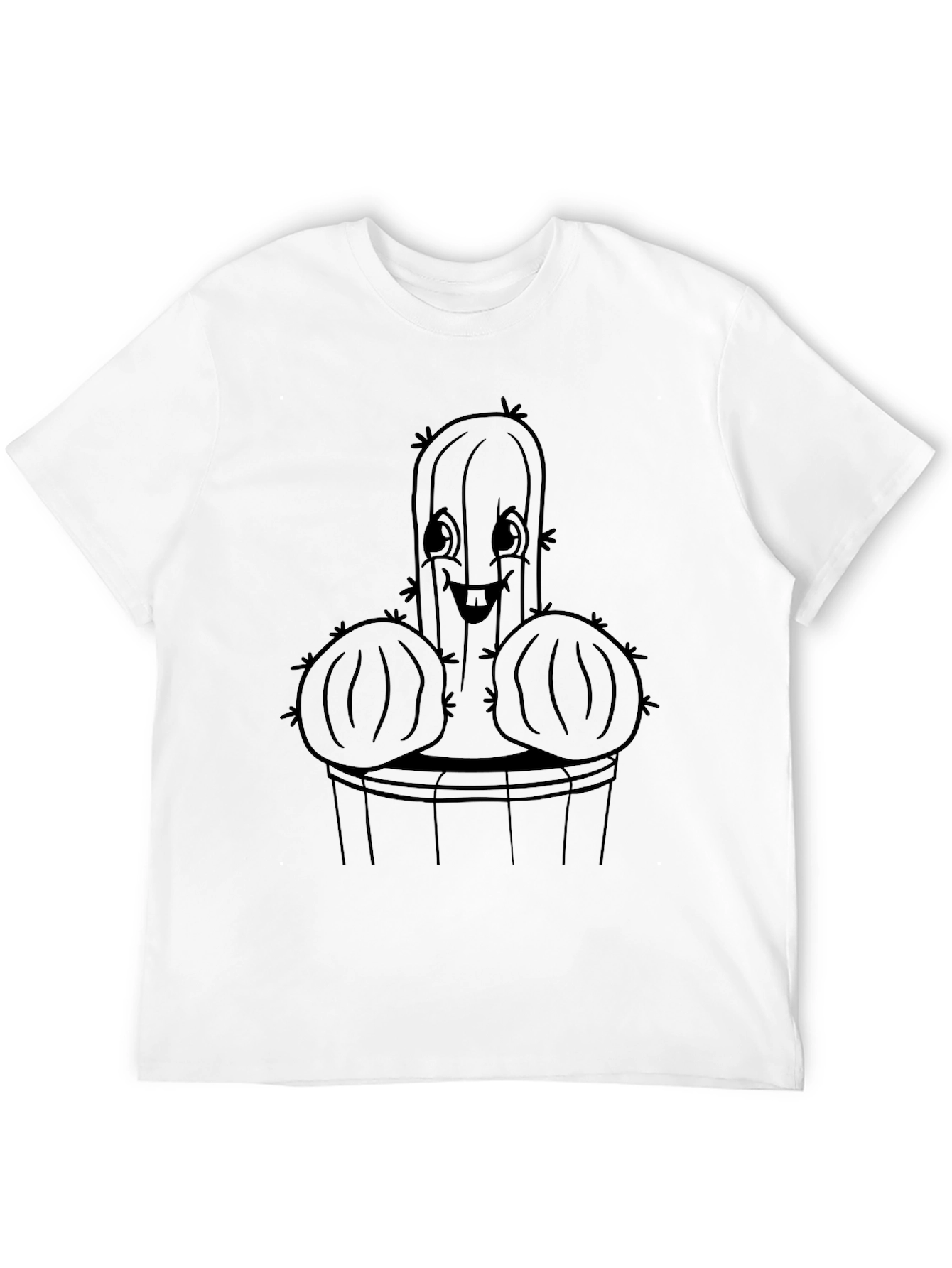 Funny Cactus Graphic Tee - Black Cotton T-Shirt