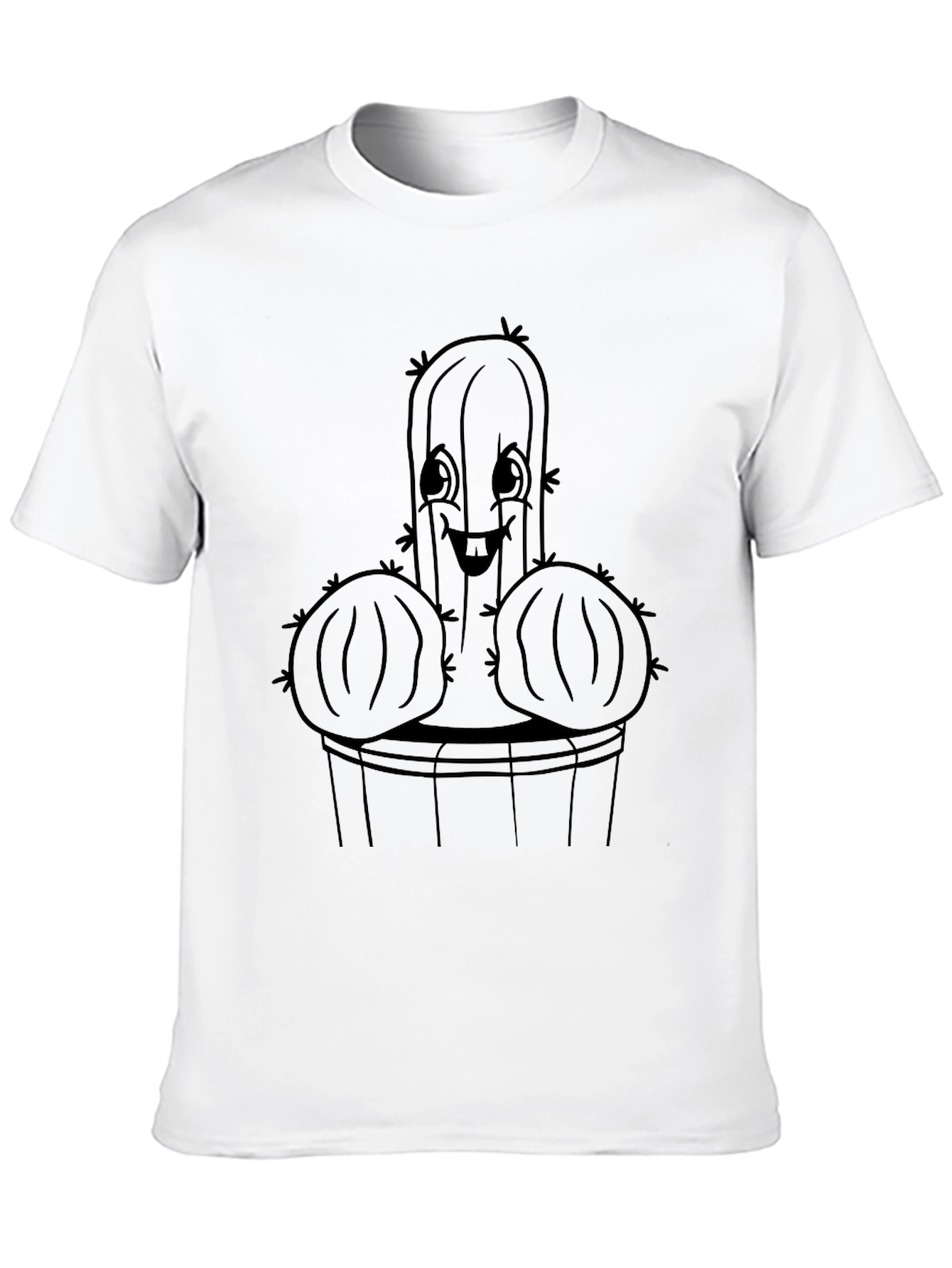 Funny Cactus Graphic Tee - Black Cotton T-Shirt