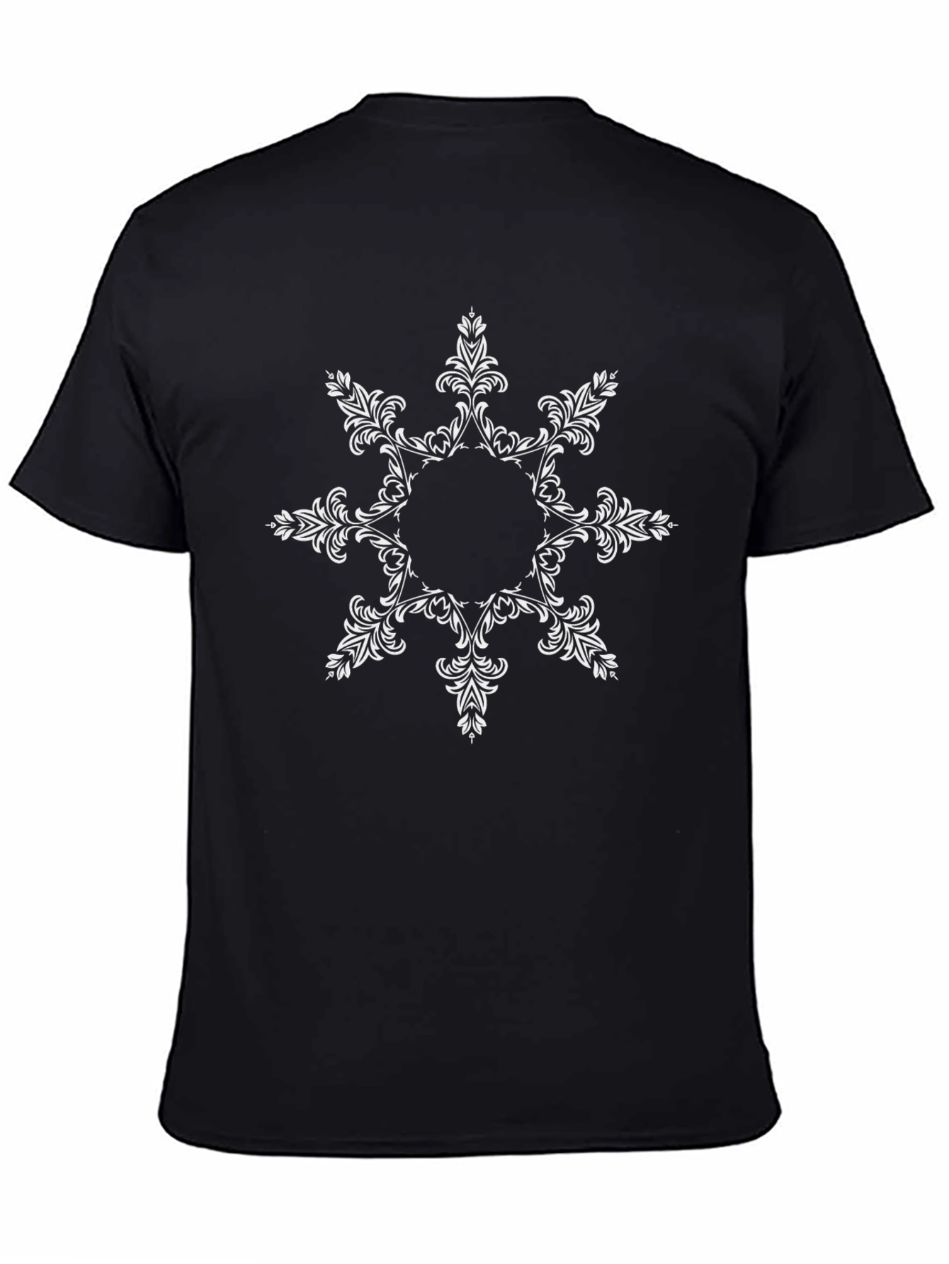 Black Tee with Floral Geometric Design
