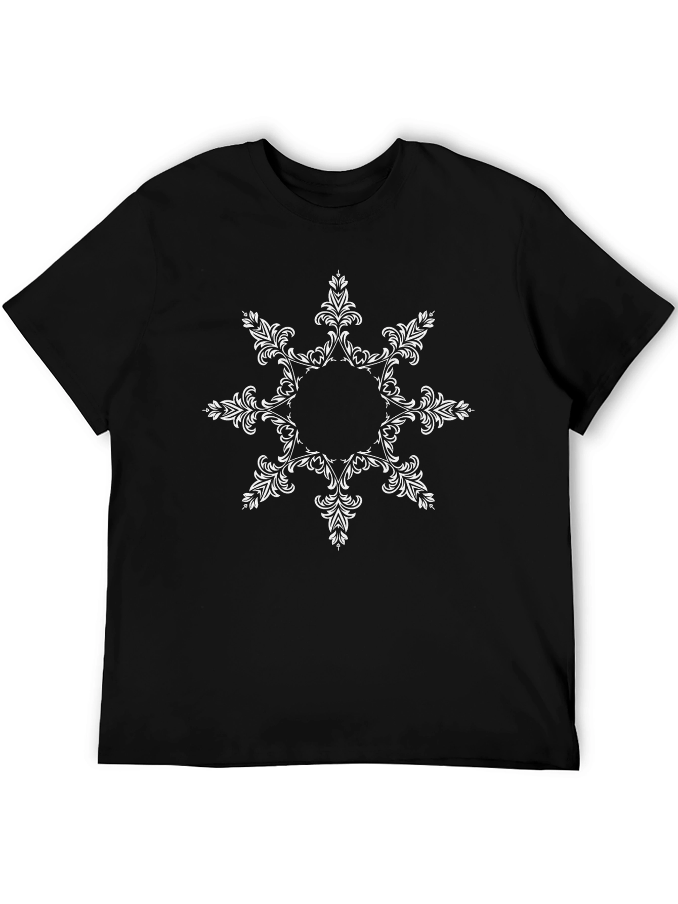 Black Tee with Floral Geometric Design