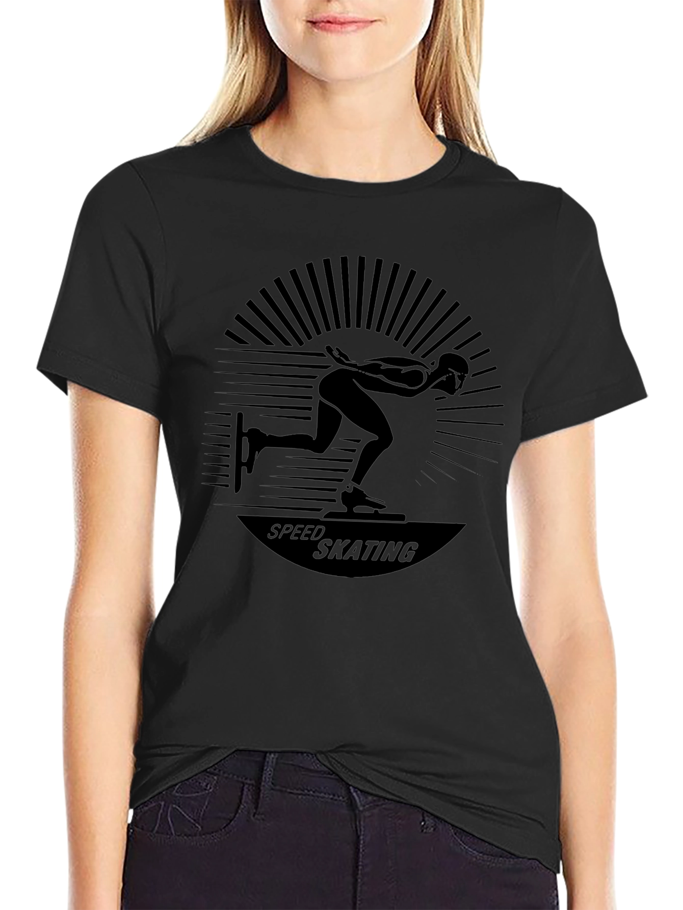 Speed Skating Graphic Black T-Shirt