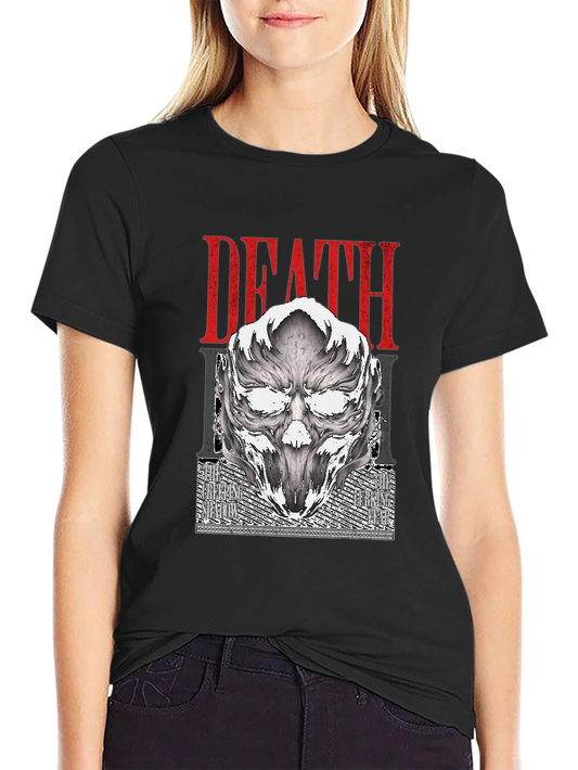 Death Metal Graphic Print Black T-Shirt
