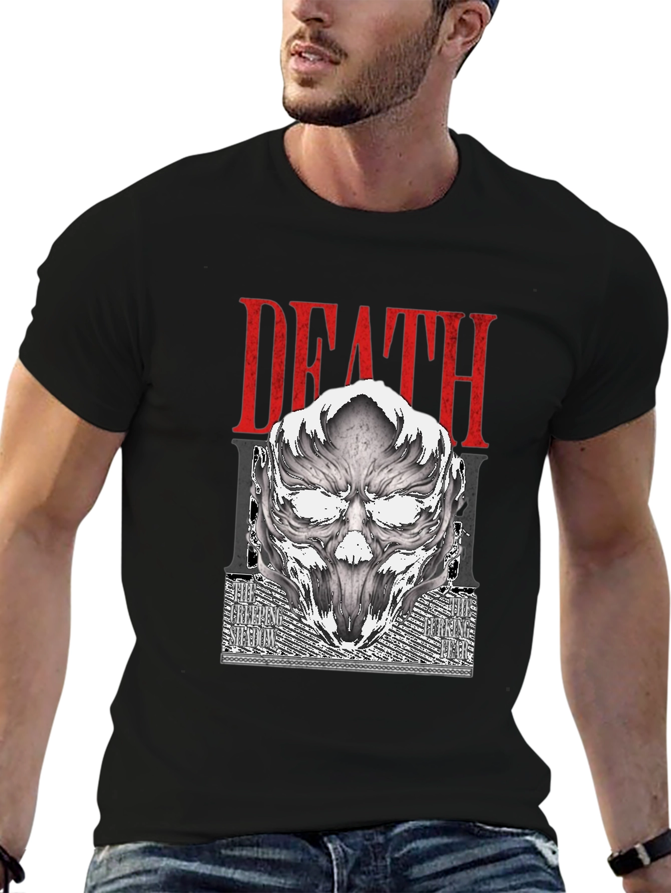 Death Metal Graphic Print Black T-Shirt
