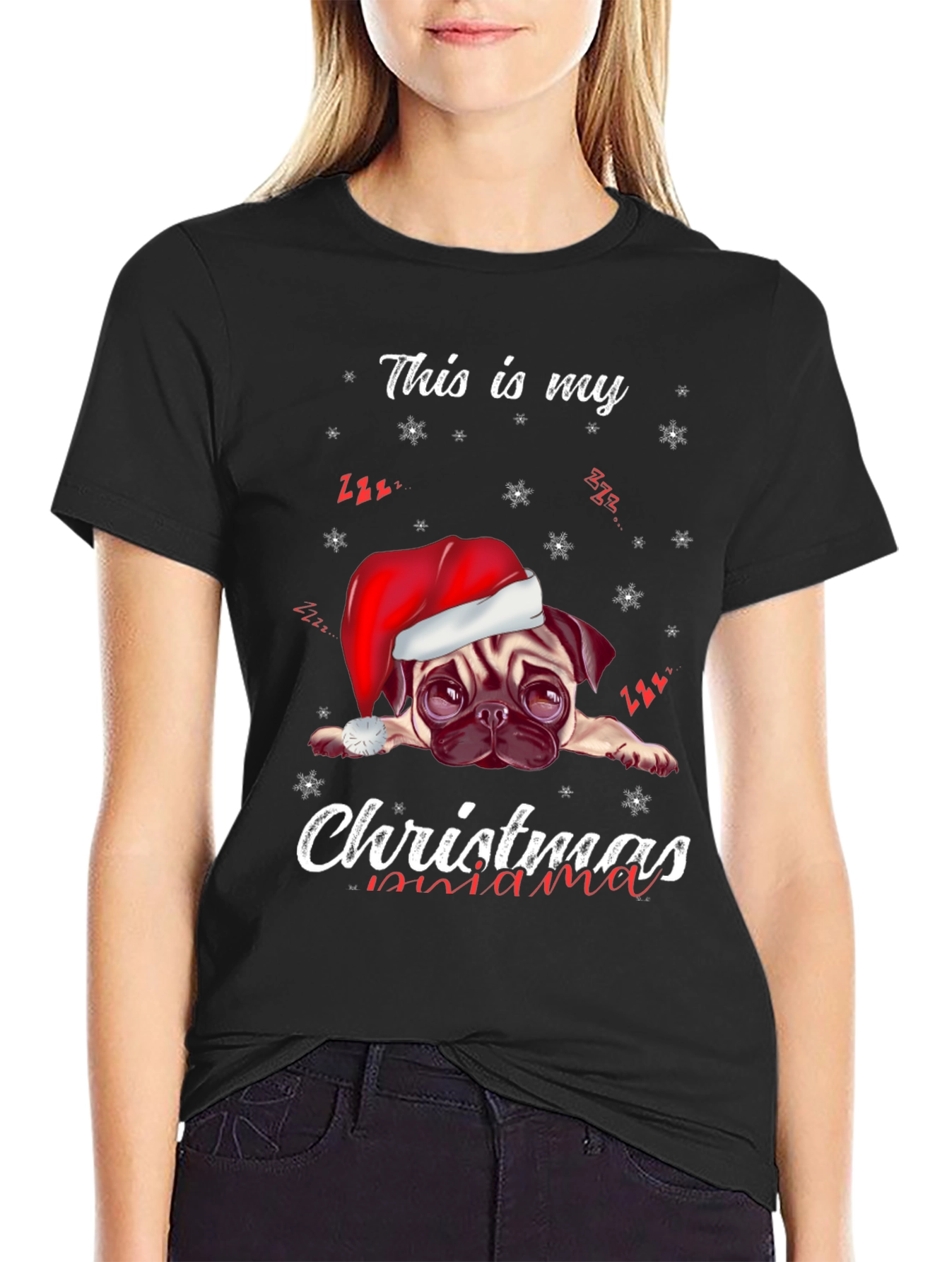 Christmas Mama Pug Graphic Tee