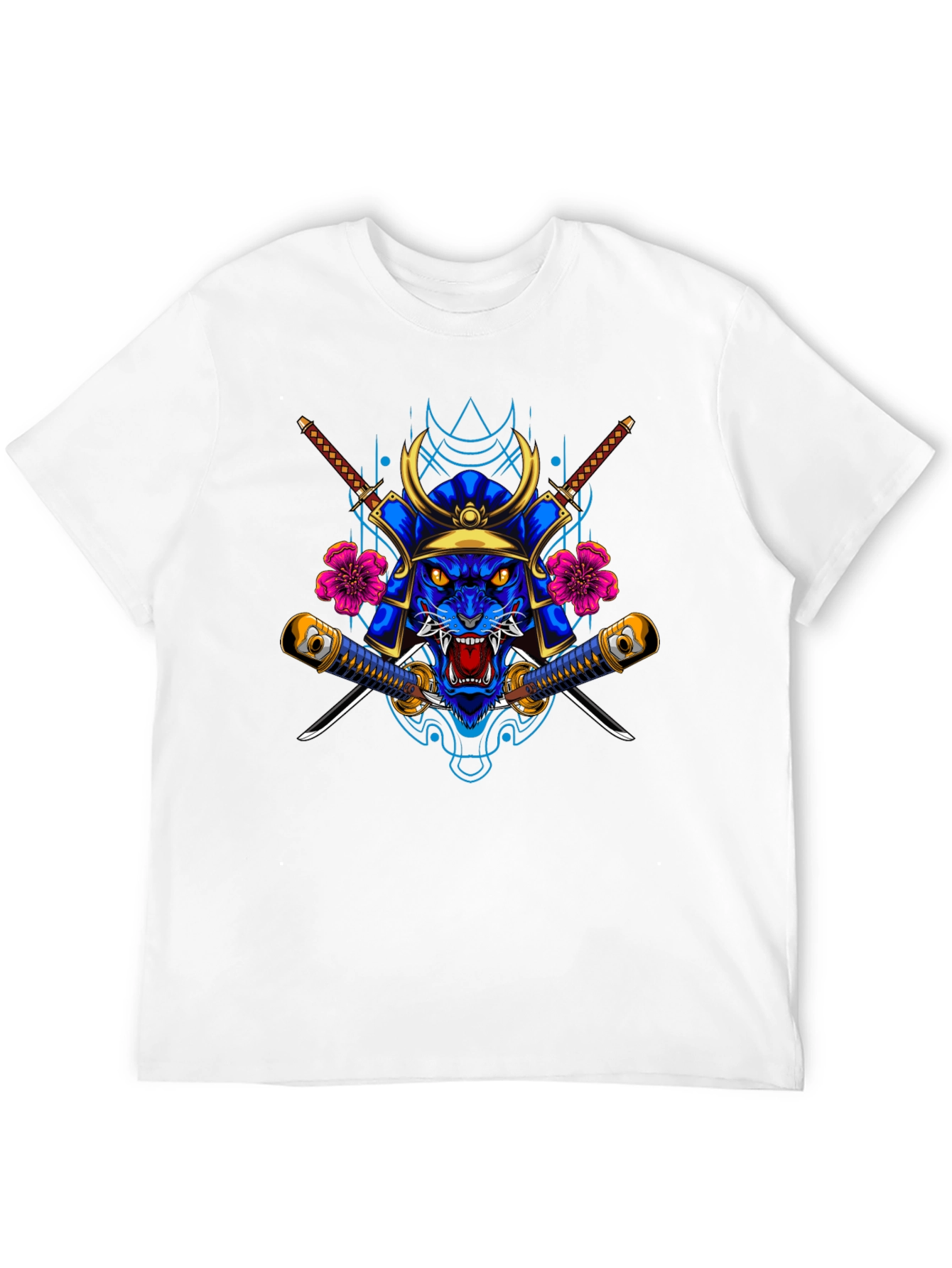 Samurai Tiger Graphic Tee - Black Cotton Blend Shirt