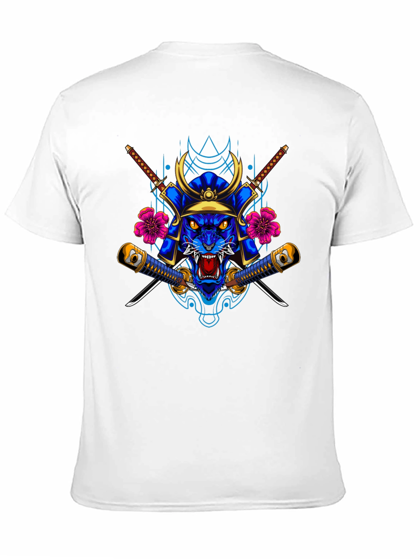 Samurai Tiger Graphic Tee - Black Cotton Blend Shirt