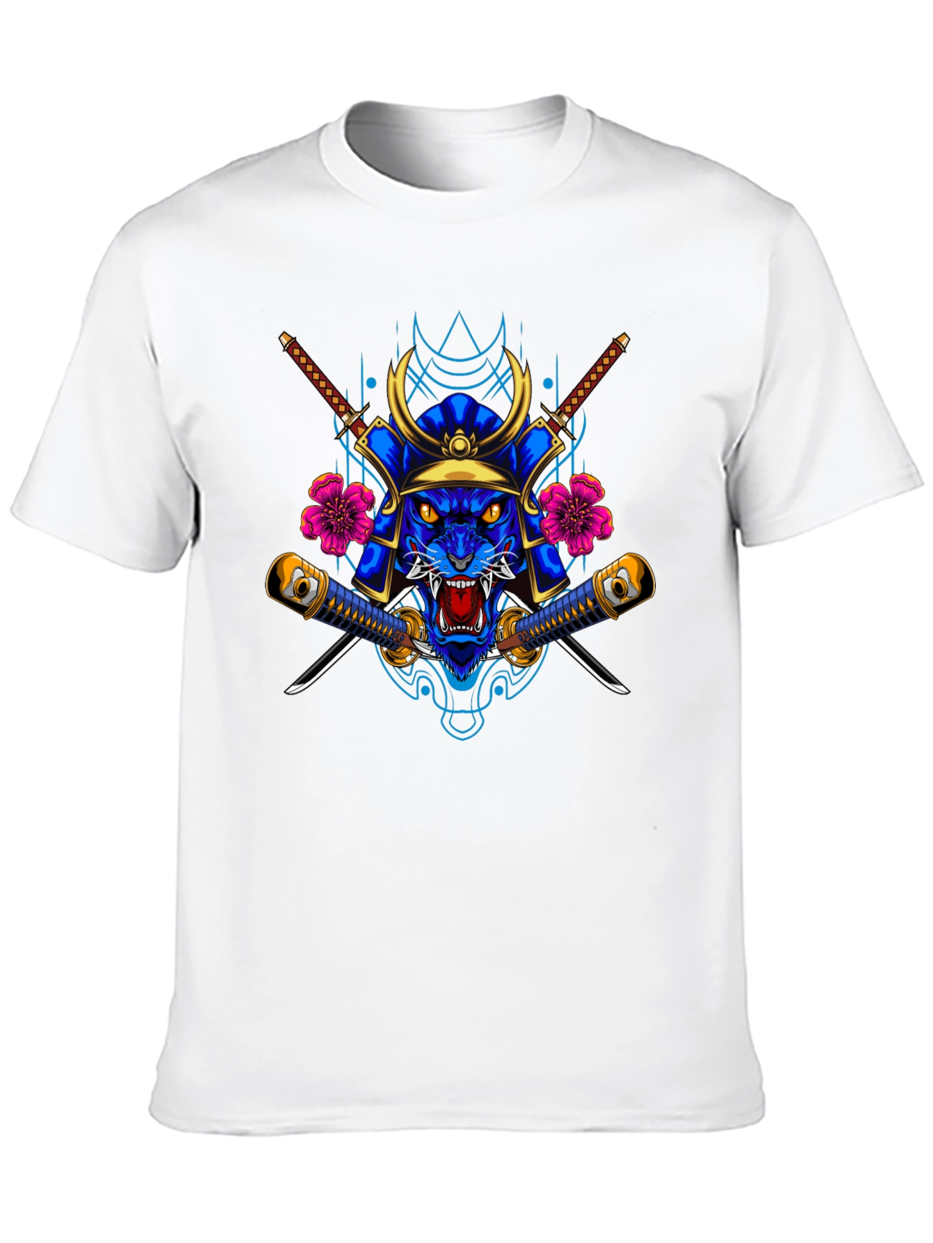 Samurai Tiger Graphic Tee - Black Cotton Blend Shirt
