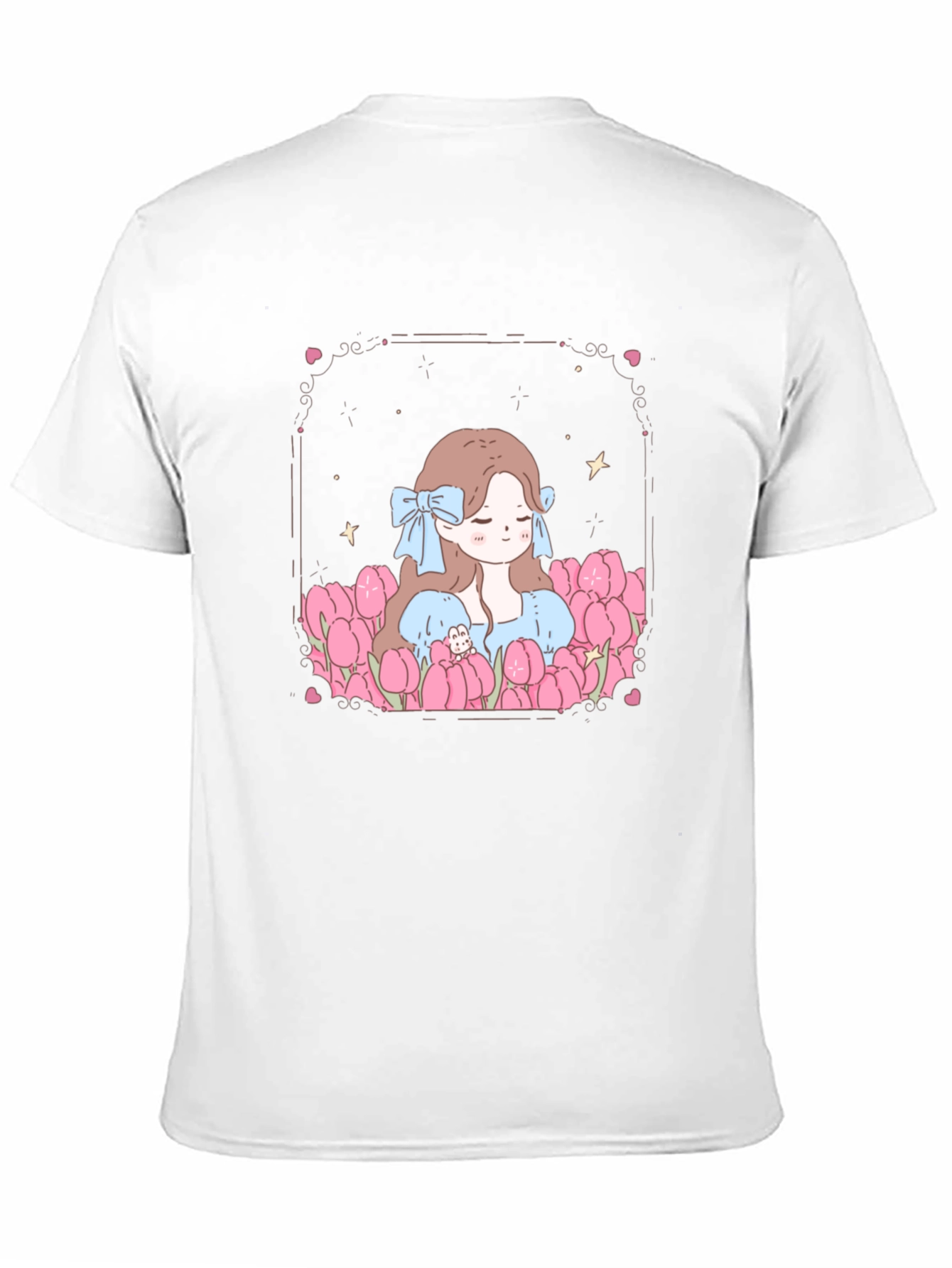 Girl in Tulips Black Graphic Tee