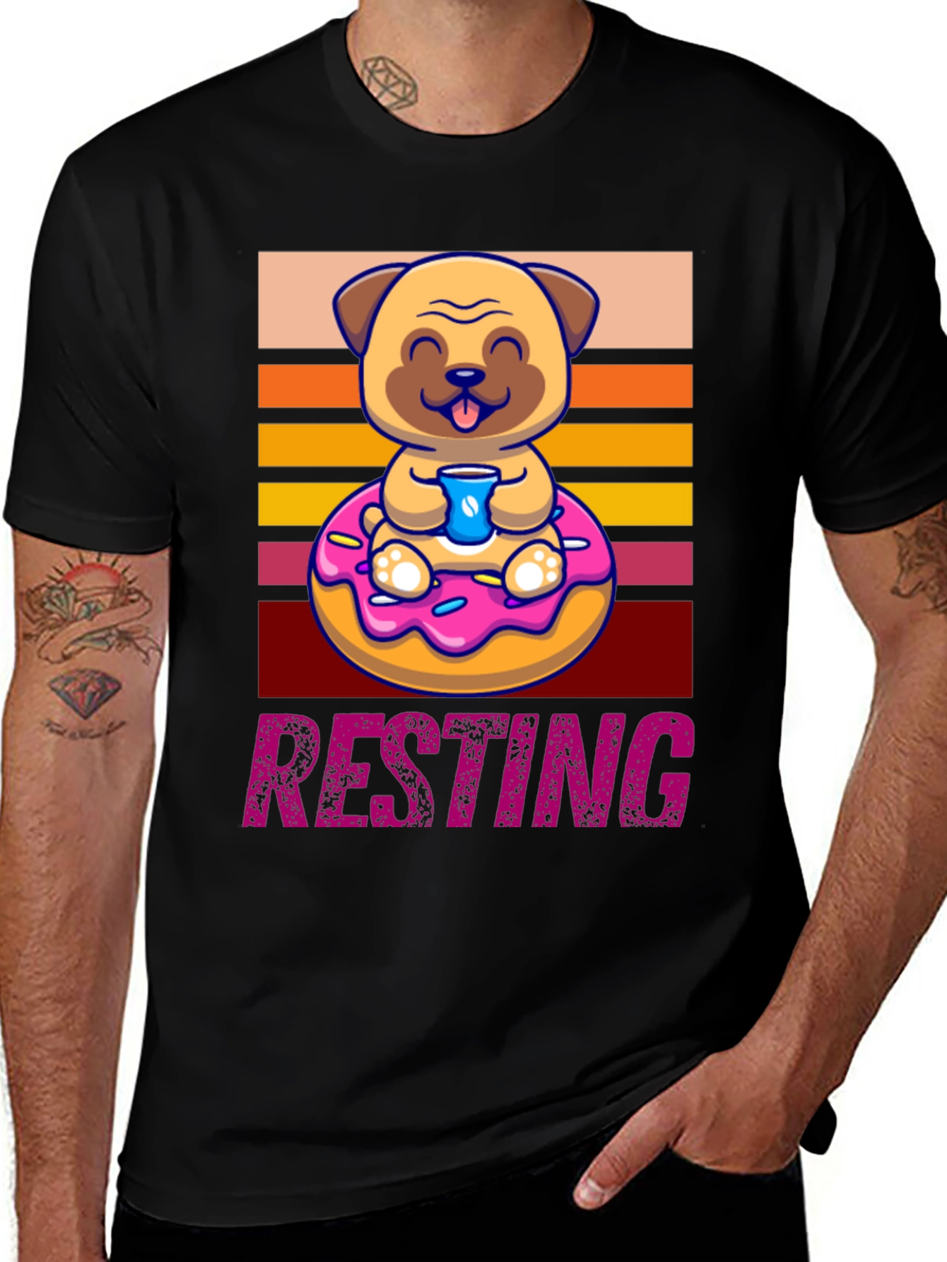 Resting Pug Donut T-Shirt - Cute & Comfy