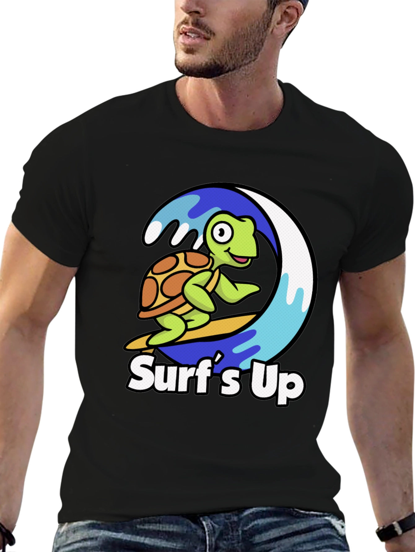 Surfs Up Turtle Graphic T-Shirt
