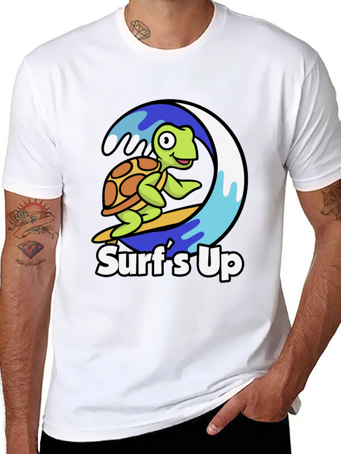 Surfs Up Turtle Graphic T-Shirt