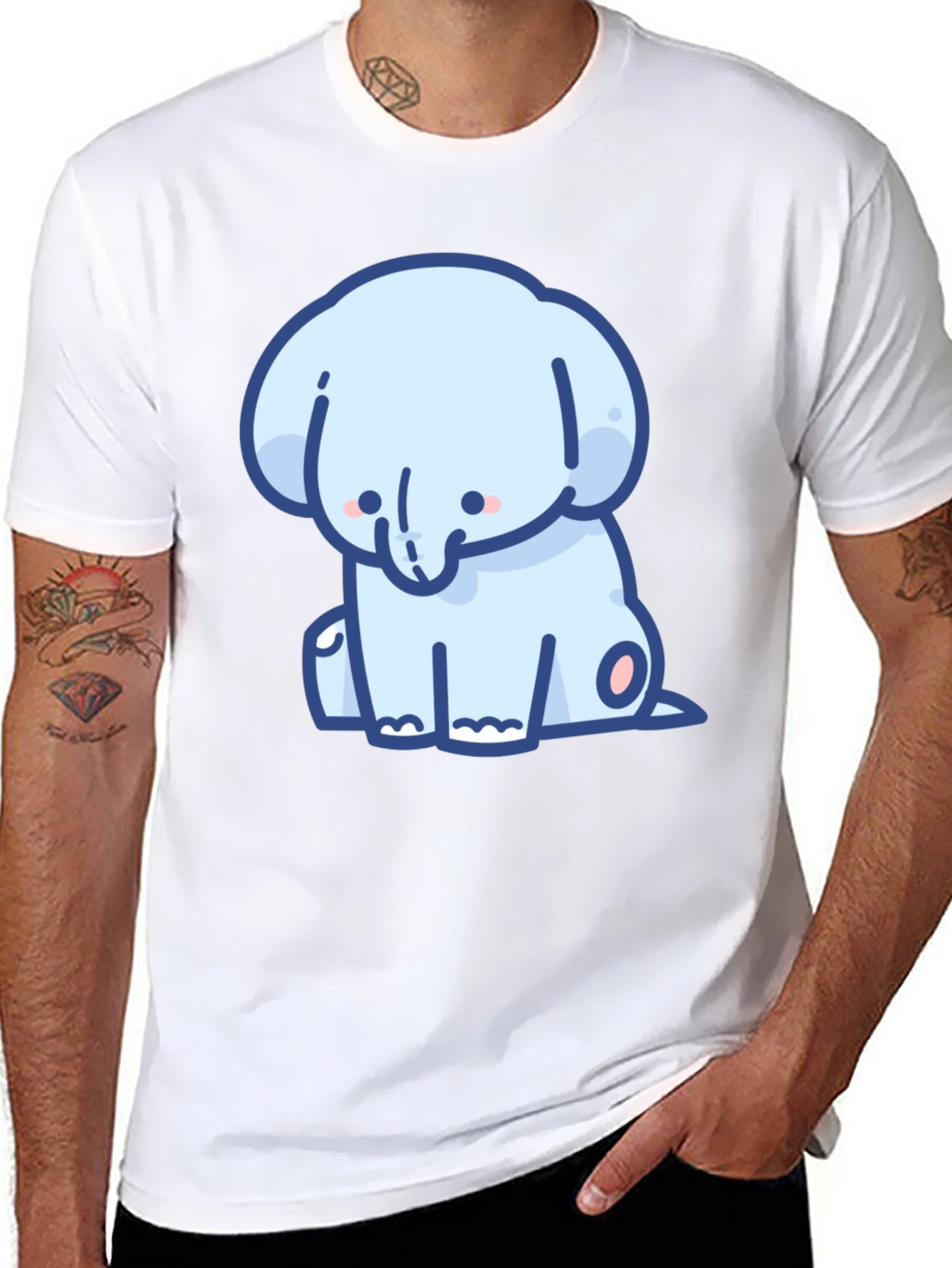 Cute Elephant Graphic Tee - Soft Cotton Comfort