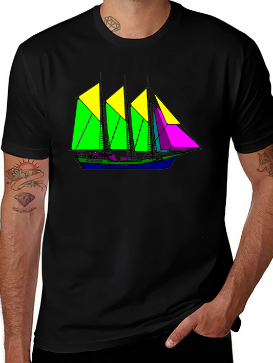 Colorful Sailboat Graphic Tee - Unique Design