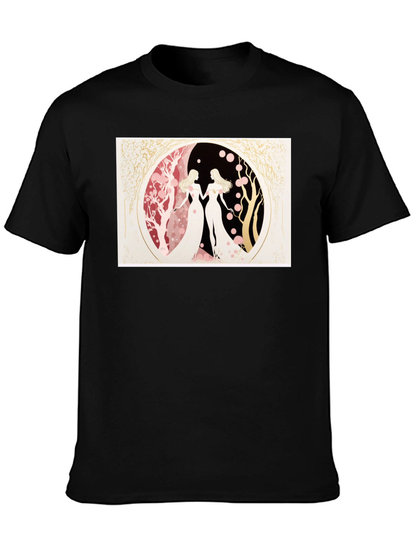 Yin Yang Twin Women Black T-Shirt