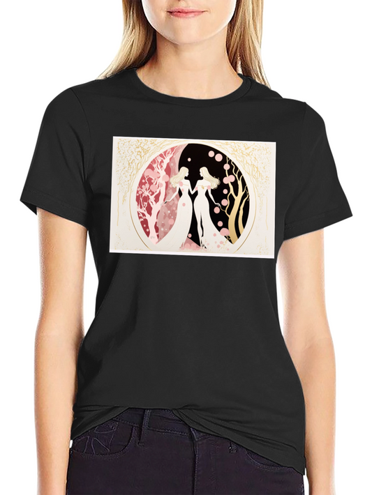 Yin Yang Twin Women Black T-Shirt