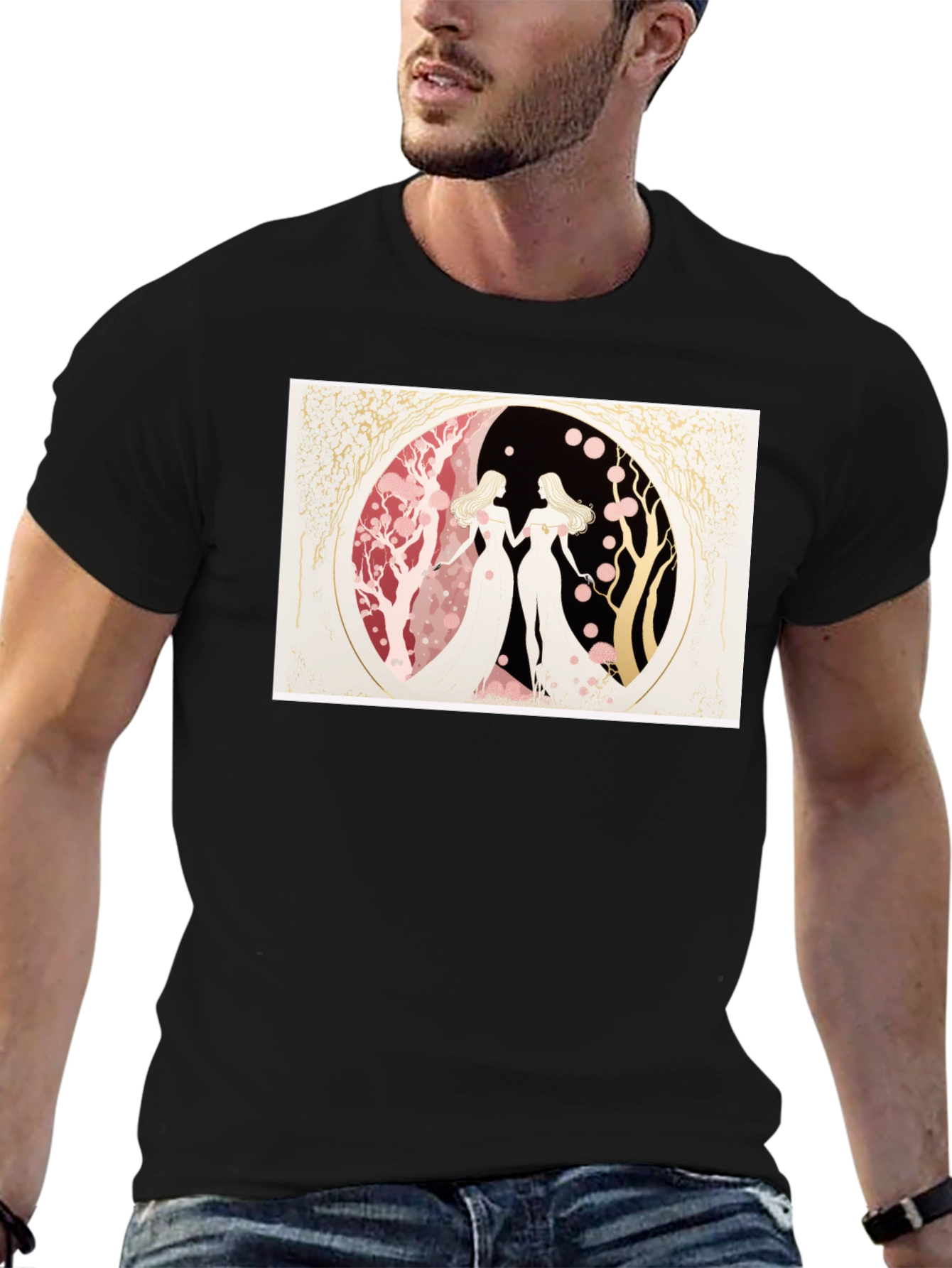 Yin Yang Twin Women Black T-Shirt
