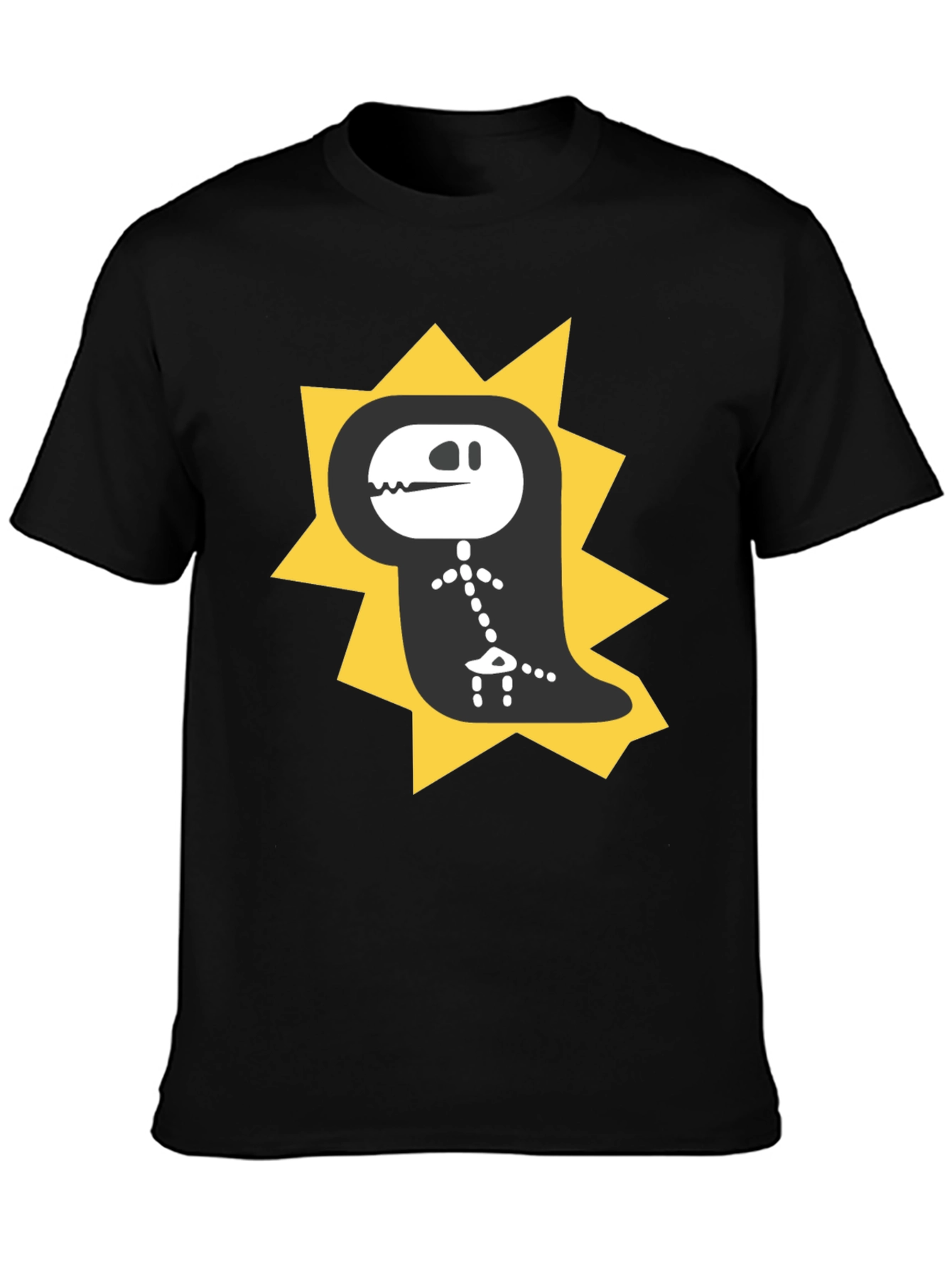 Dino Skeleton T-Shirt - Black Cotton Graphic Tee