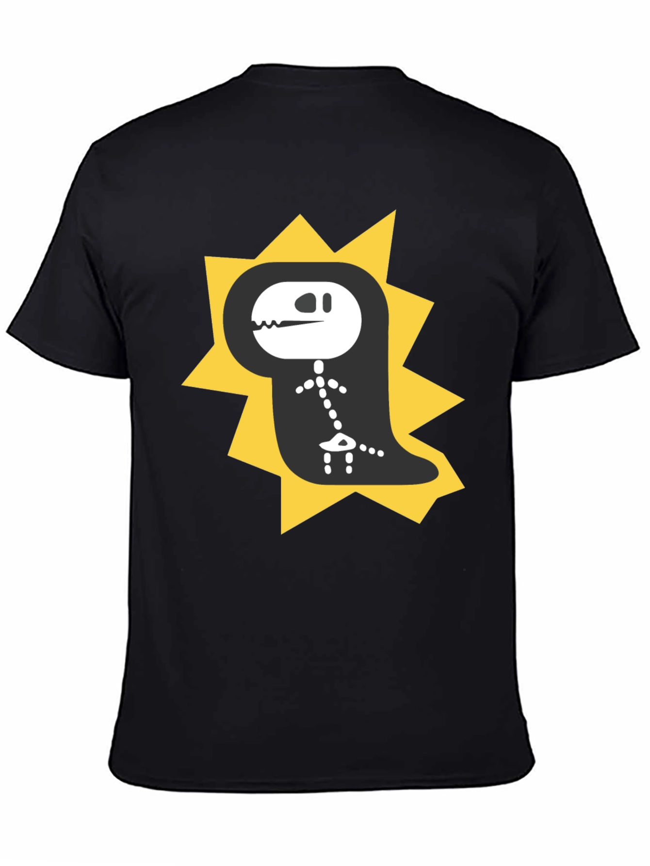Dino Skeleton T-Shirt - Black Cotton Graphic Tee