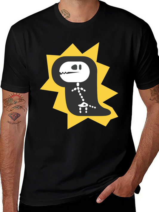Dino Skeleton T-Shirt - Black Cotton Graphic Tee