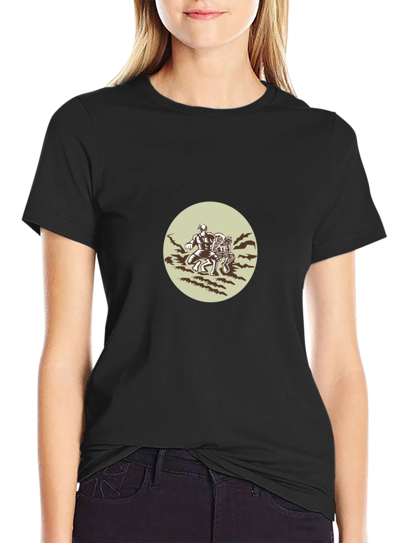 Wrestlers Graphic Black T-Shirt
