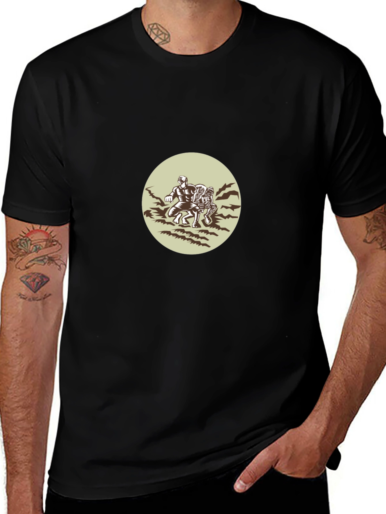Wrestlers Graphic Black T-Shirt
