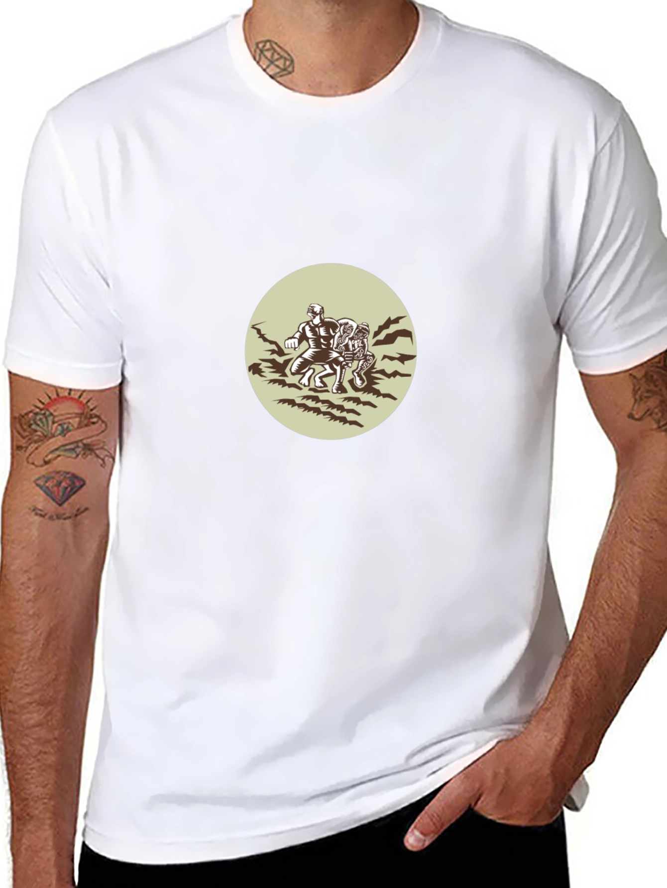 Wrestlers Graphic Black T-Shirt