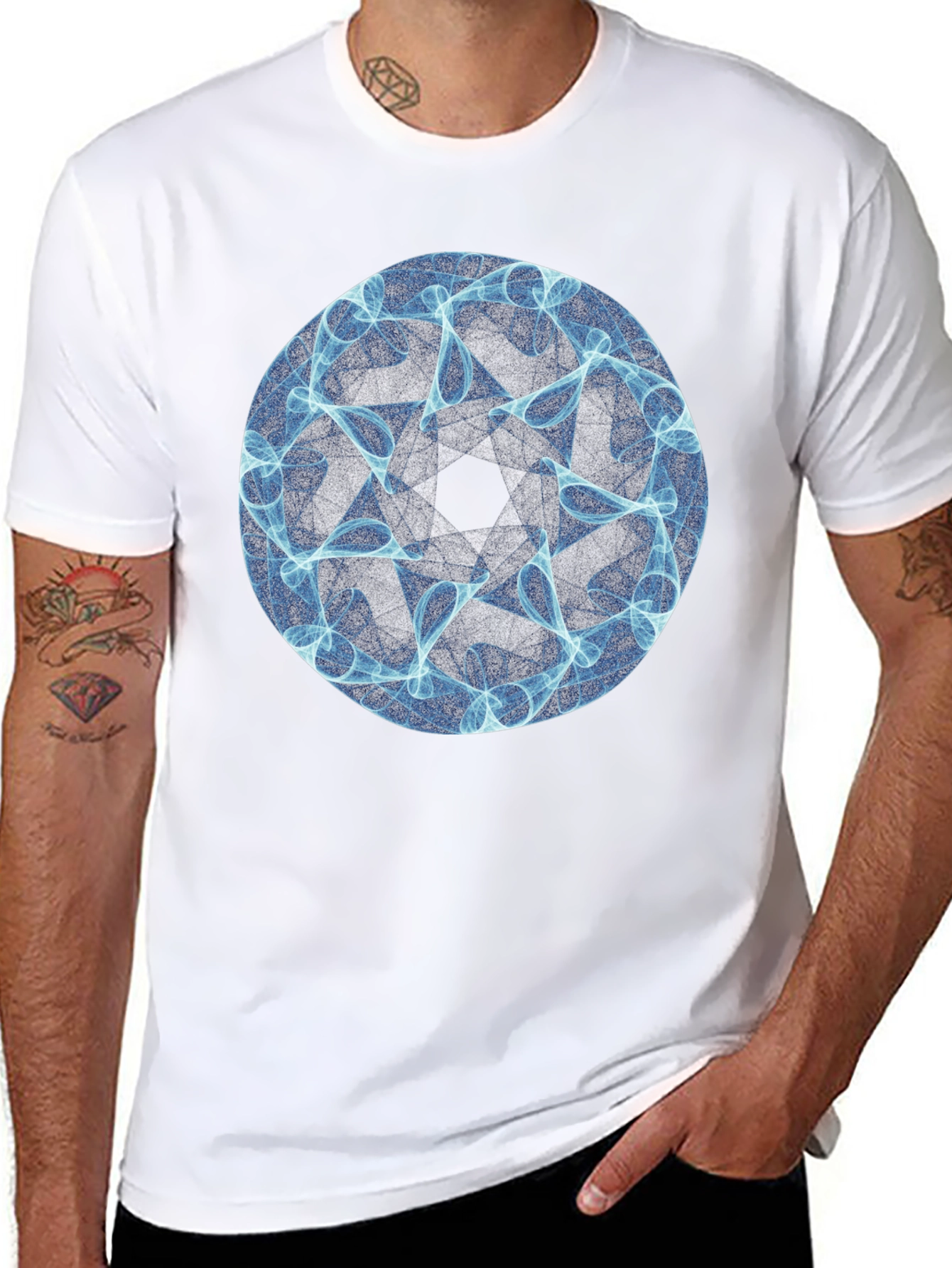 Abstract Geometric Circle T-Shirt - Black
