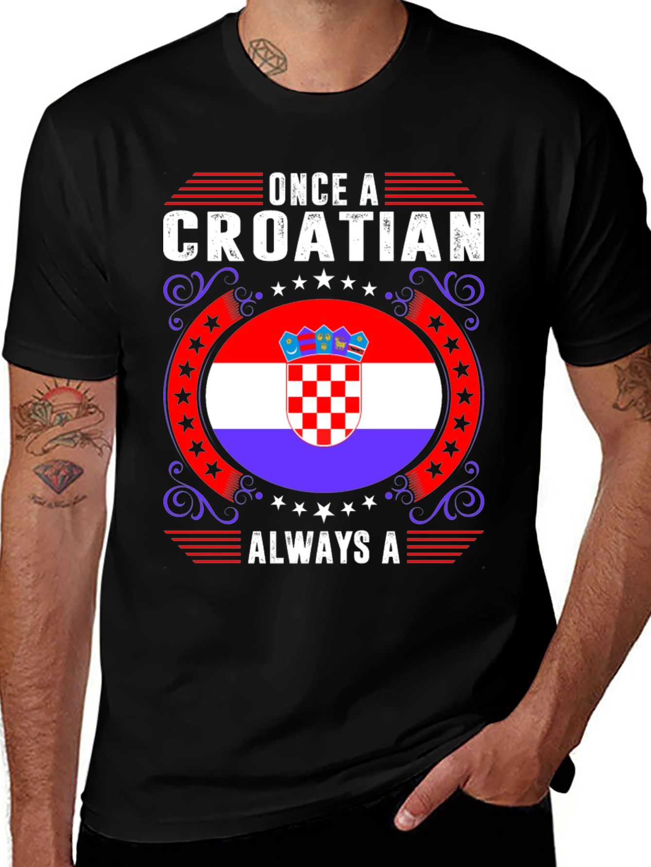 Croatian Pride Graphic T-Shirt - Once A Croatian